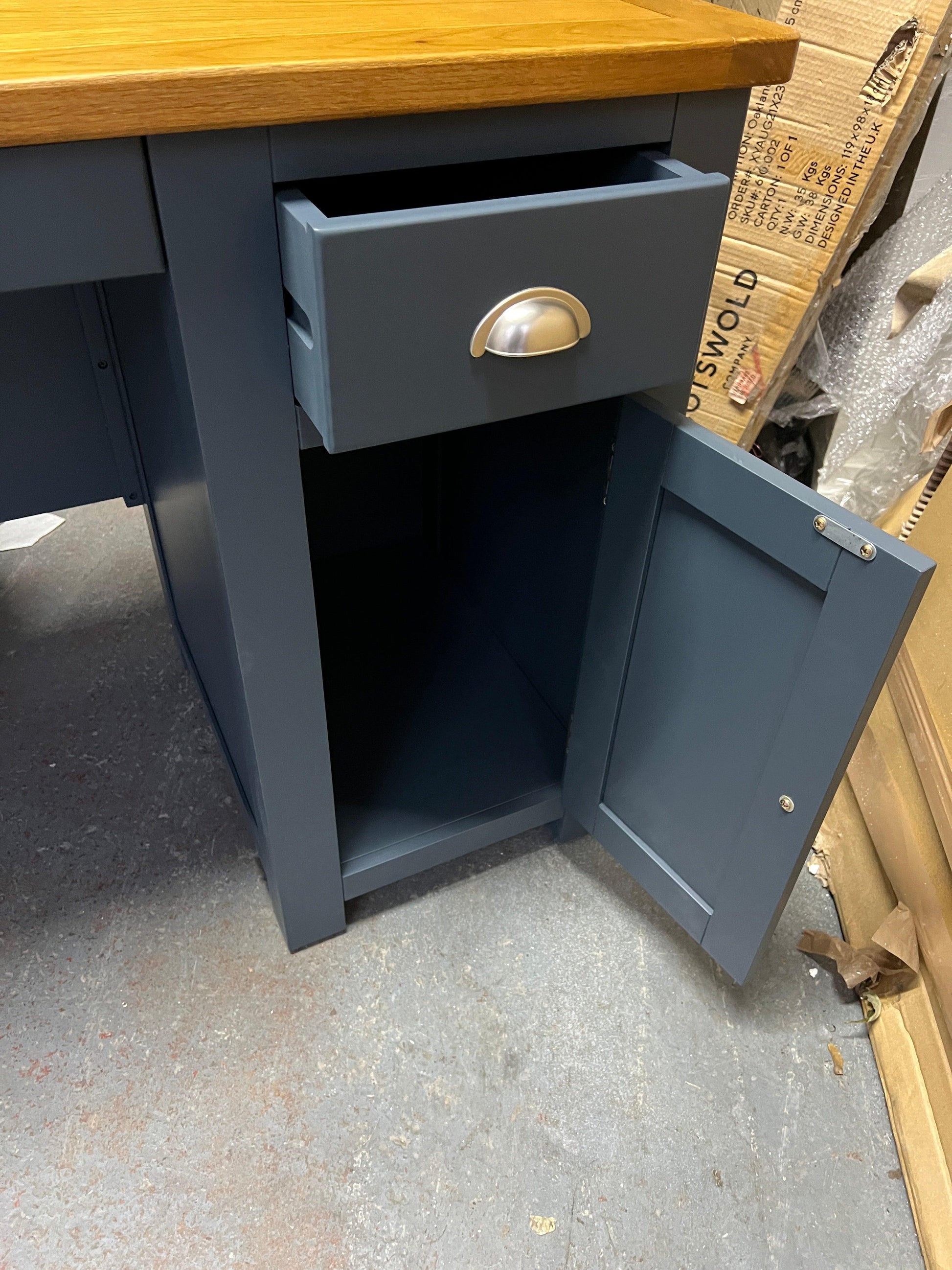 Westcote Inky Blue Double Pedestal Desk Quality Furniture Clearance Ltd