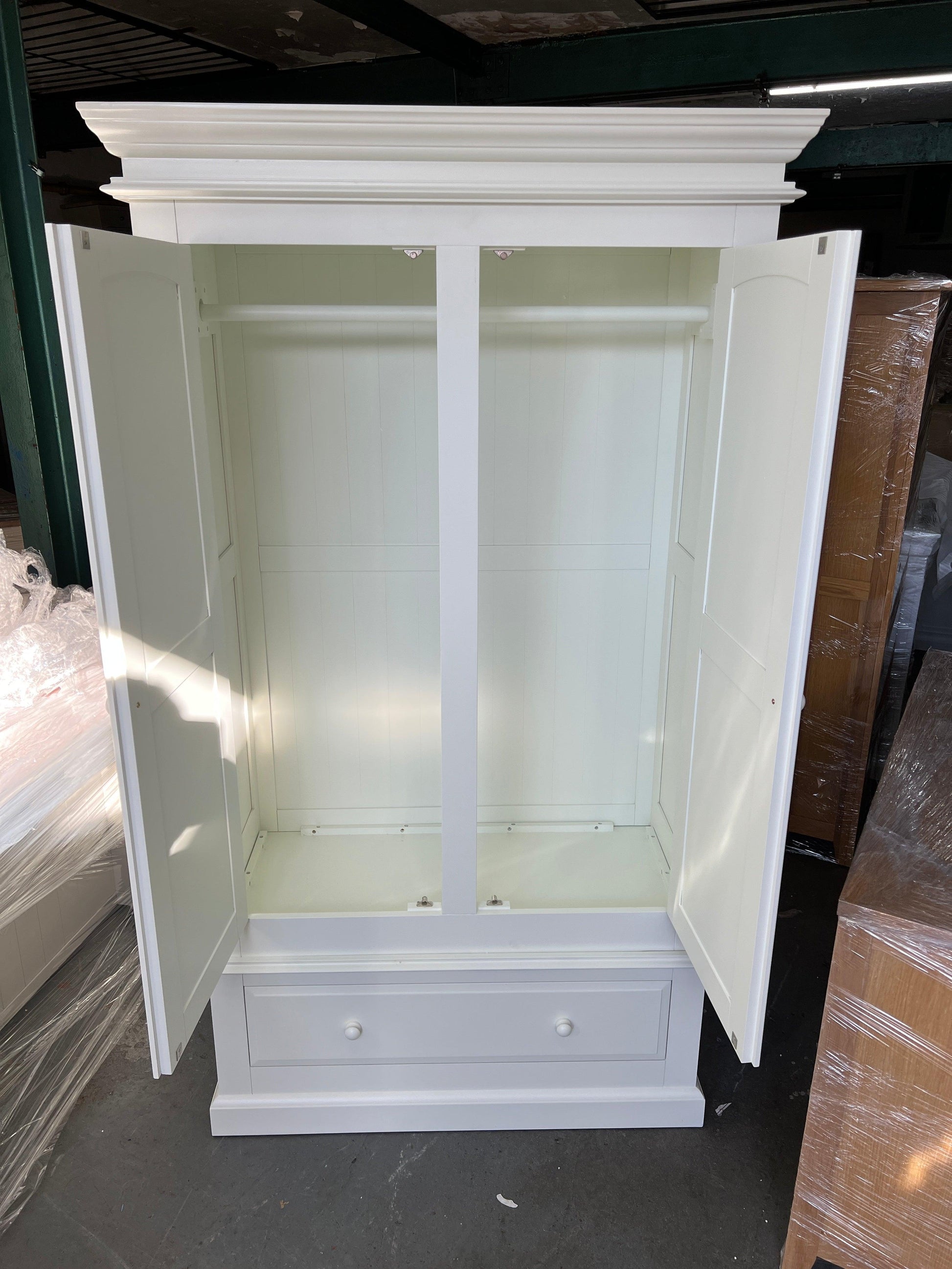 Burford Ivory Double Wardrobe with Drawer furniture delivered 