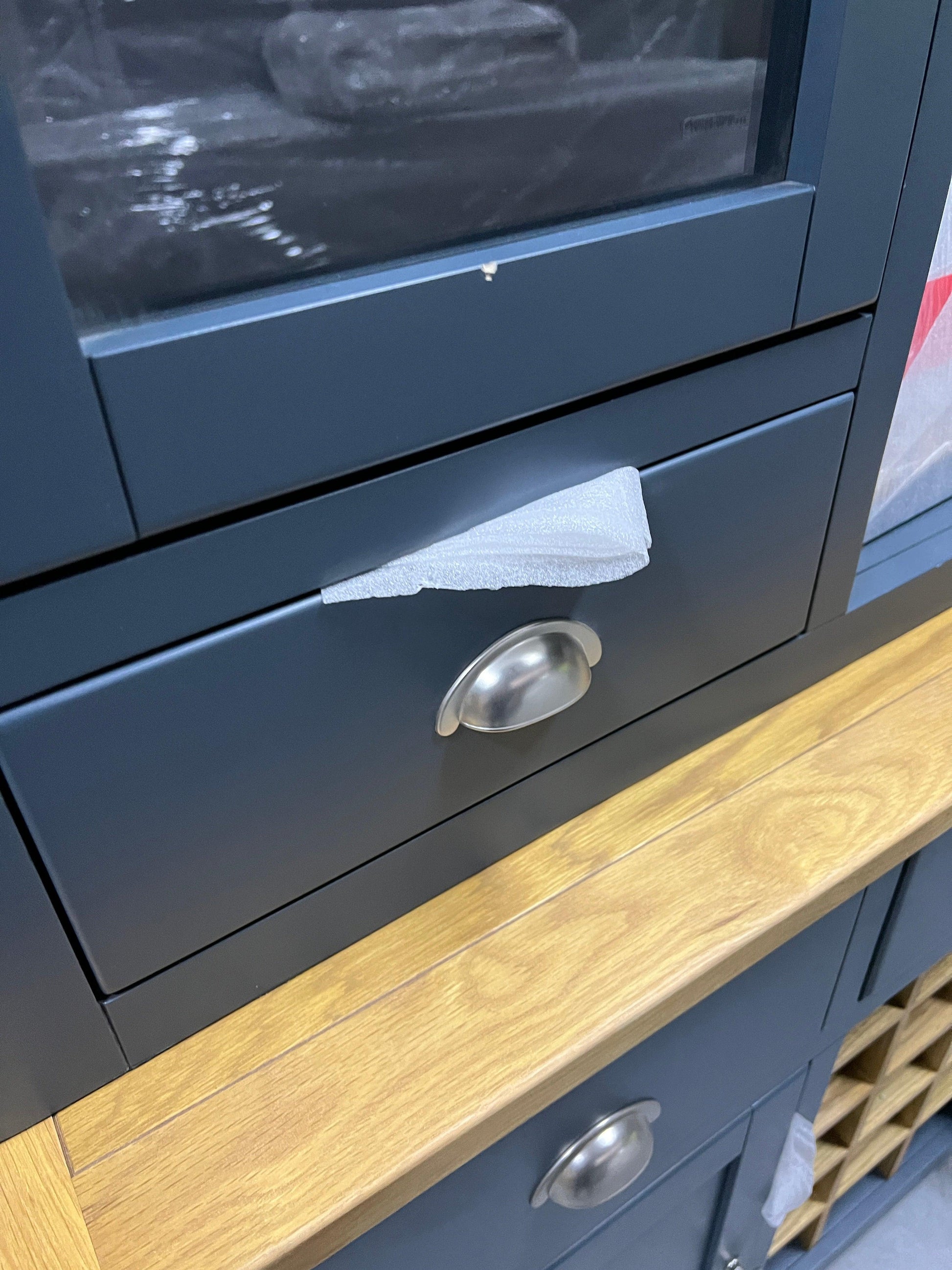 WESTCOTE INKY BLUE Dresser with Wine Rack Quality Furniture Clearance Ltd