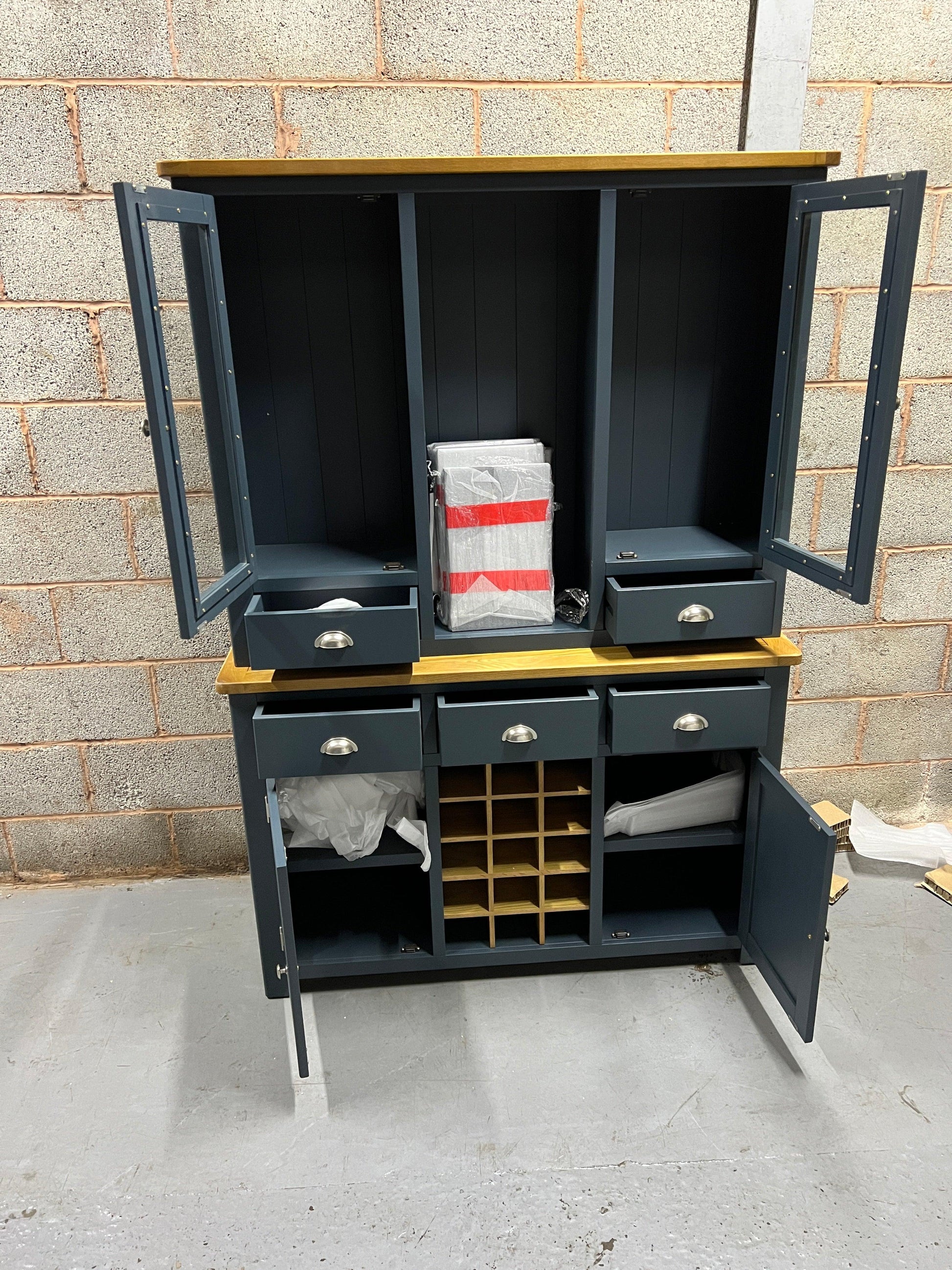 WESTCOTE INKY BLUE Dresser with Wine Rack Quality Furniture Clearance Ltd