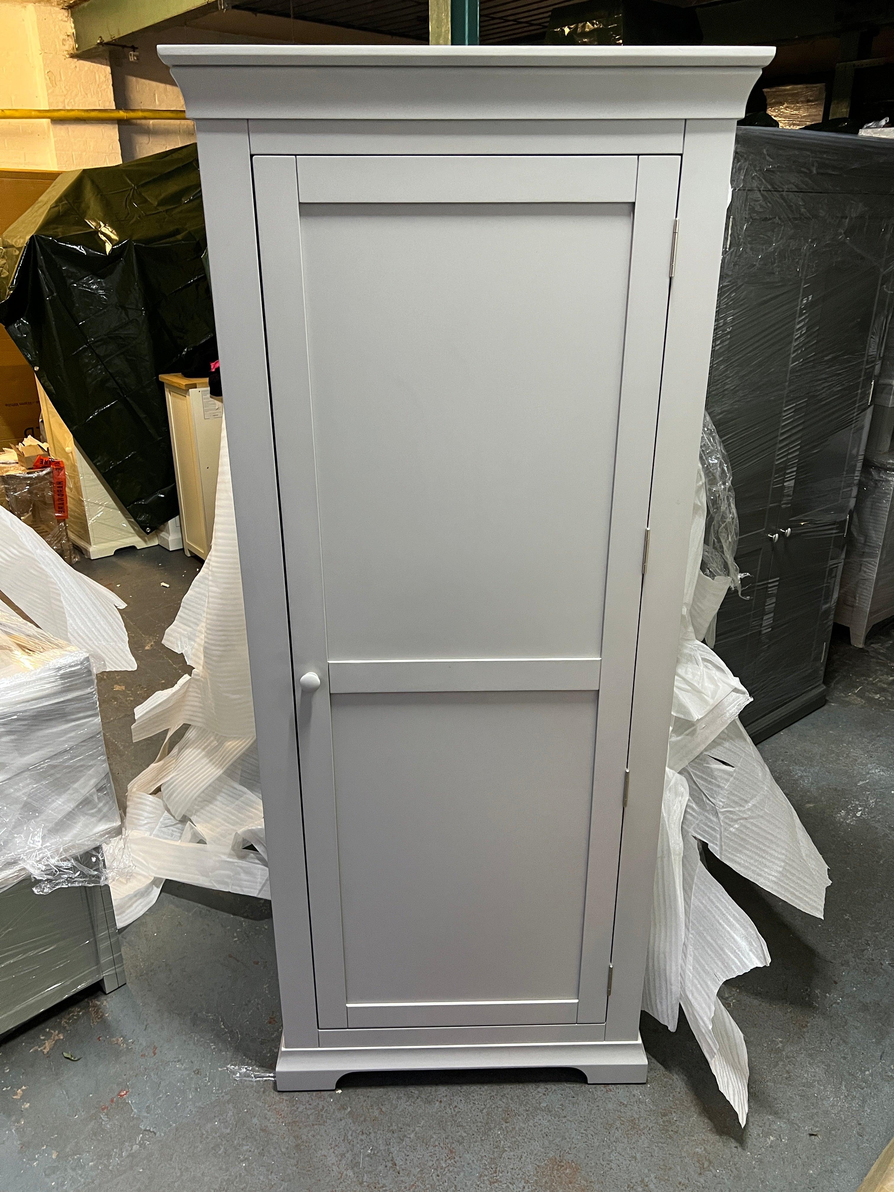 Chantilly Pebble Grey Single Wardrobe Quality Furniture Clearance Ltd