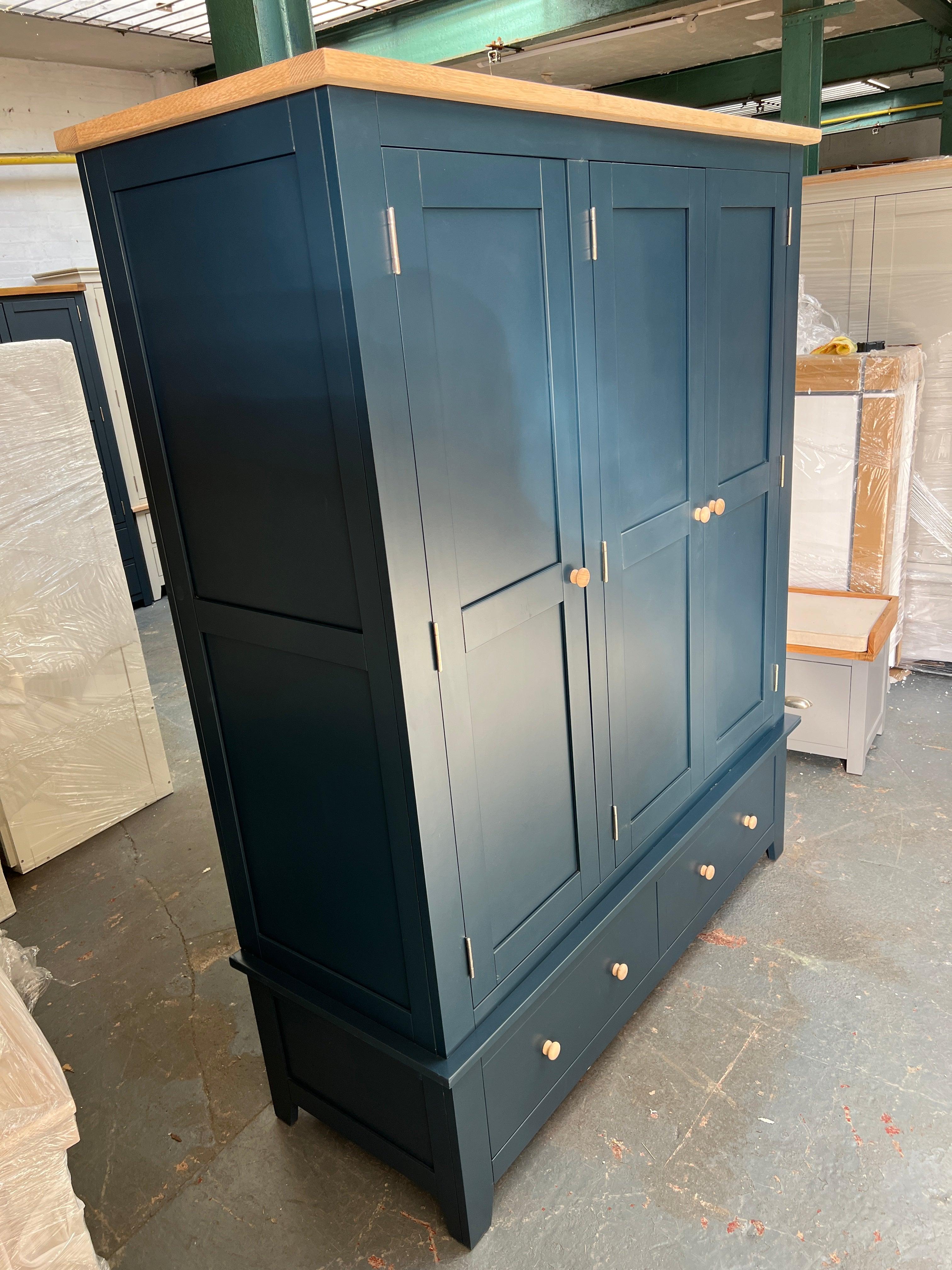Chester Midnight Blue Triple Wardrobe Quality Furniture Clearance Ltd