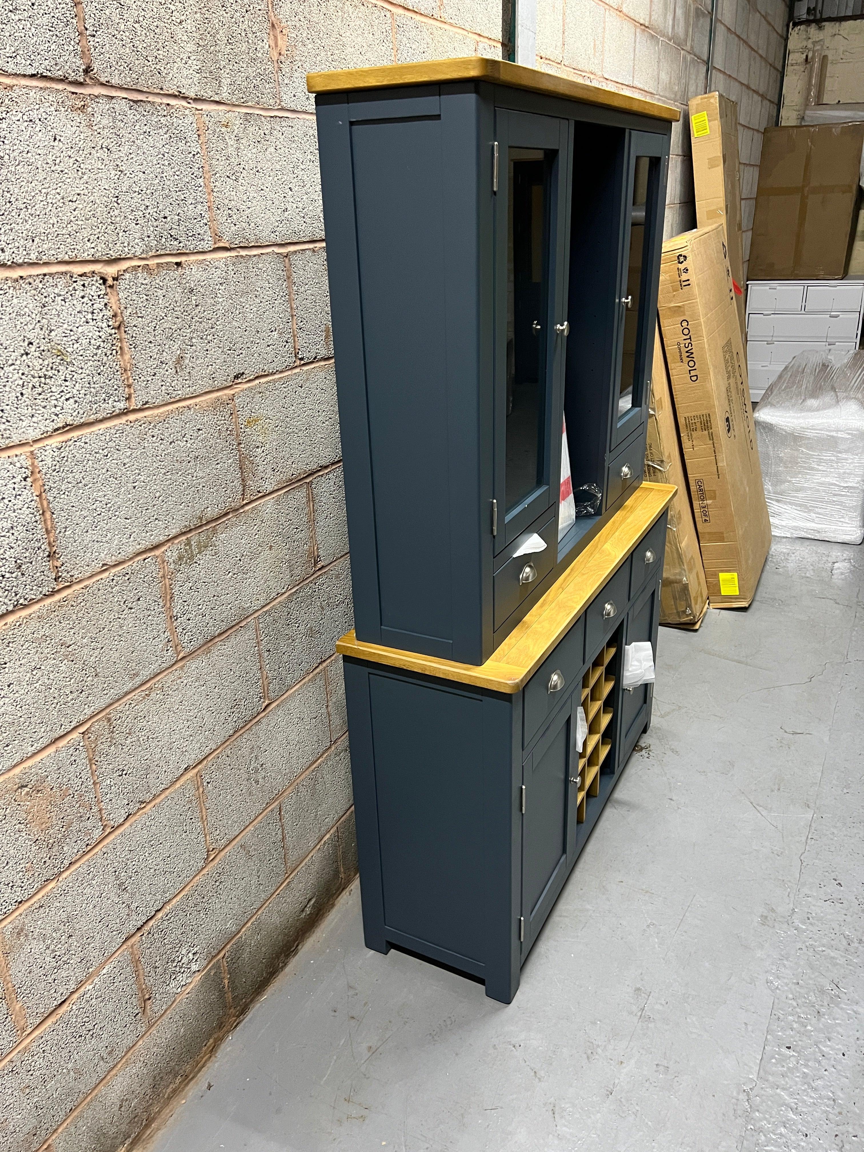 WESTCOTE INKY BLUE Dresser with Wine Rack Quality Furniture Clearance Ltd