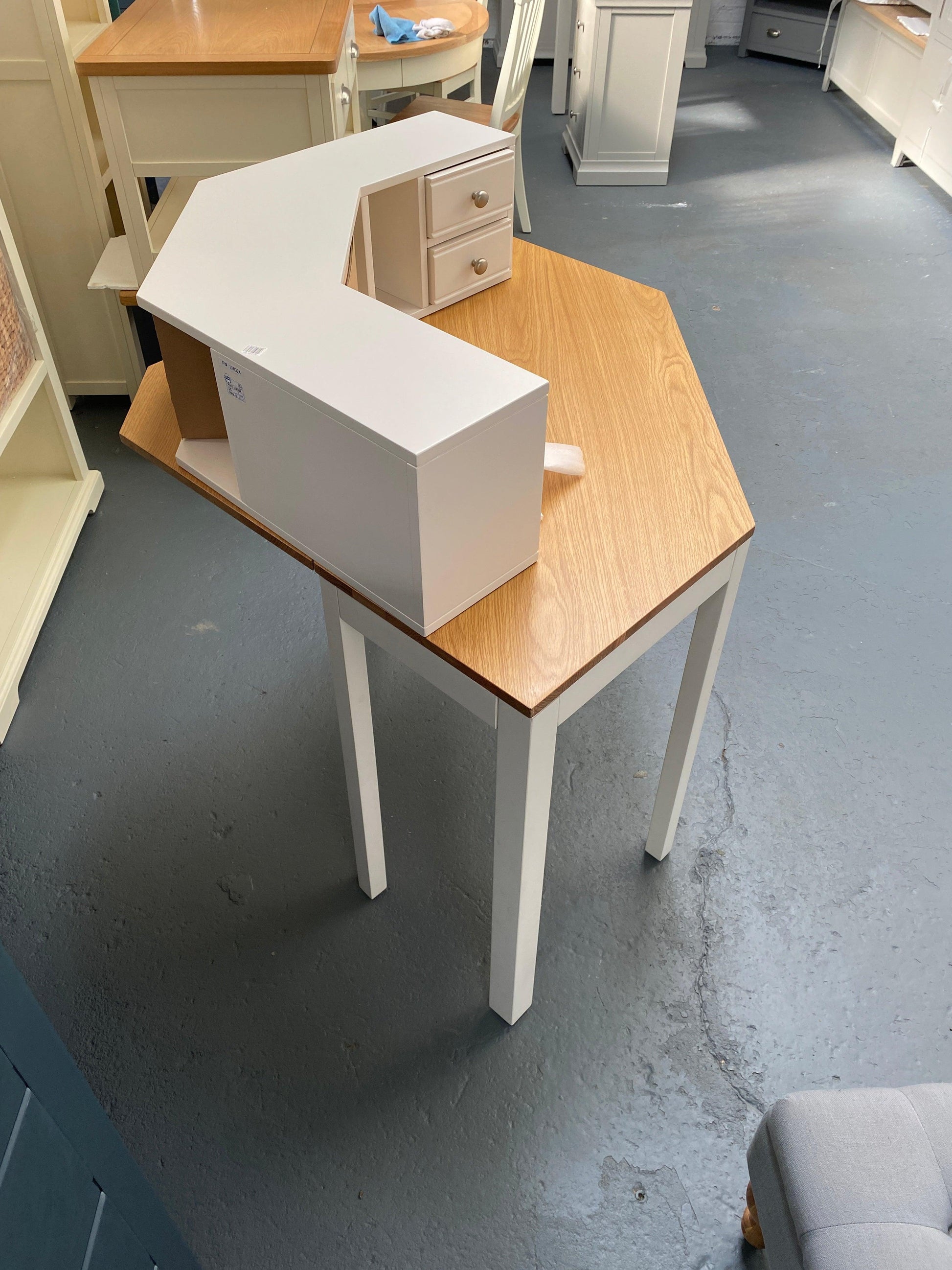 Warm White Corner Desk with Topper - furniture delivered 