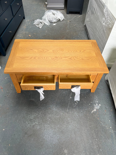 Oakland Rustic Oak Coffee Table with Drawers furniture delivered 