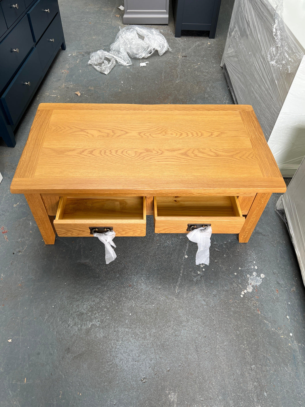 Oakland Rustic Oak Coffee Table with Drawers furniture delivered 
