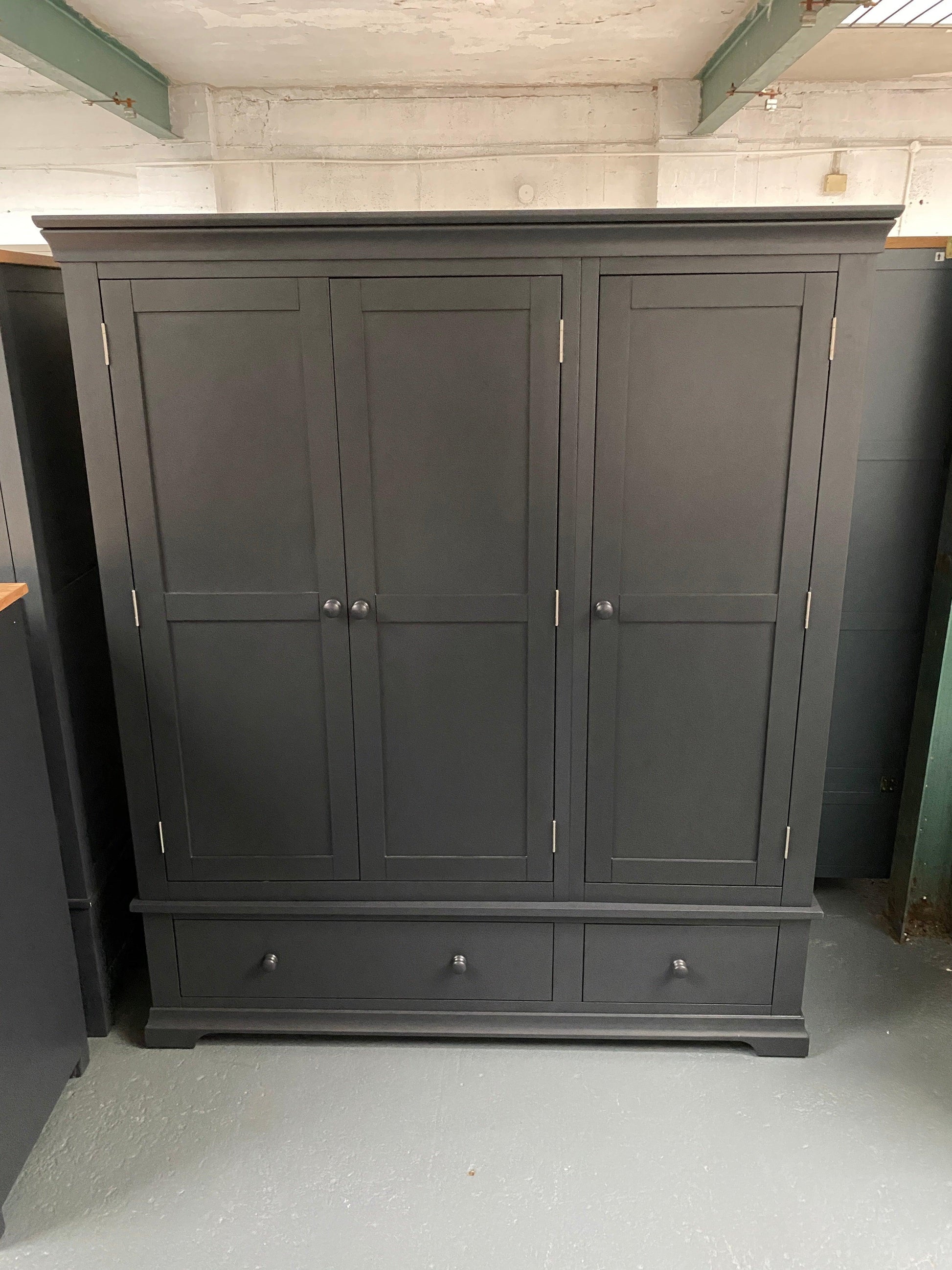 Chantilly Dusky Black Triple Wardrobe Quality Furniture Clearance Ltd