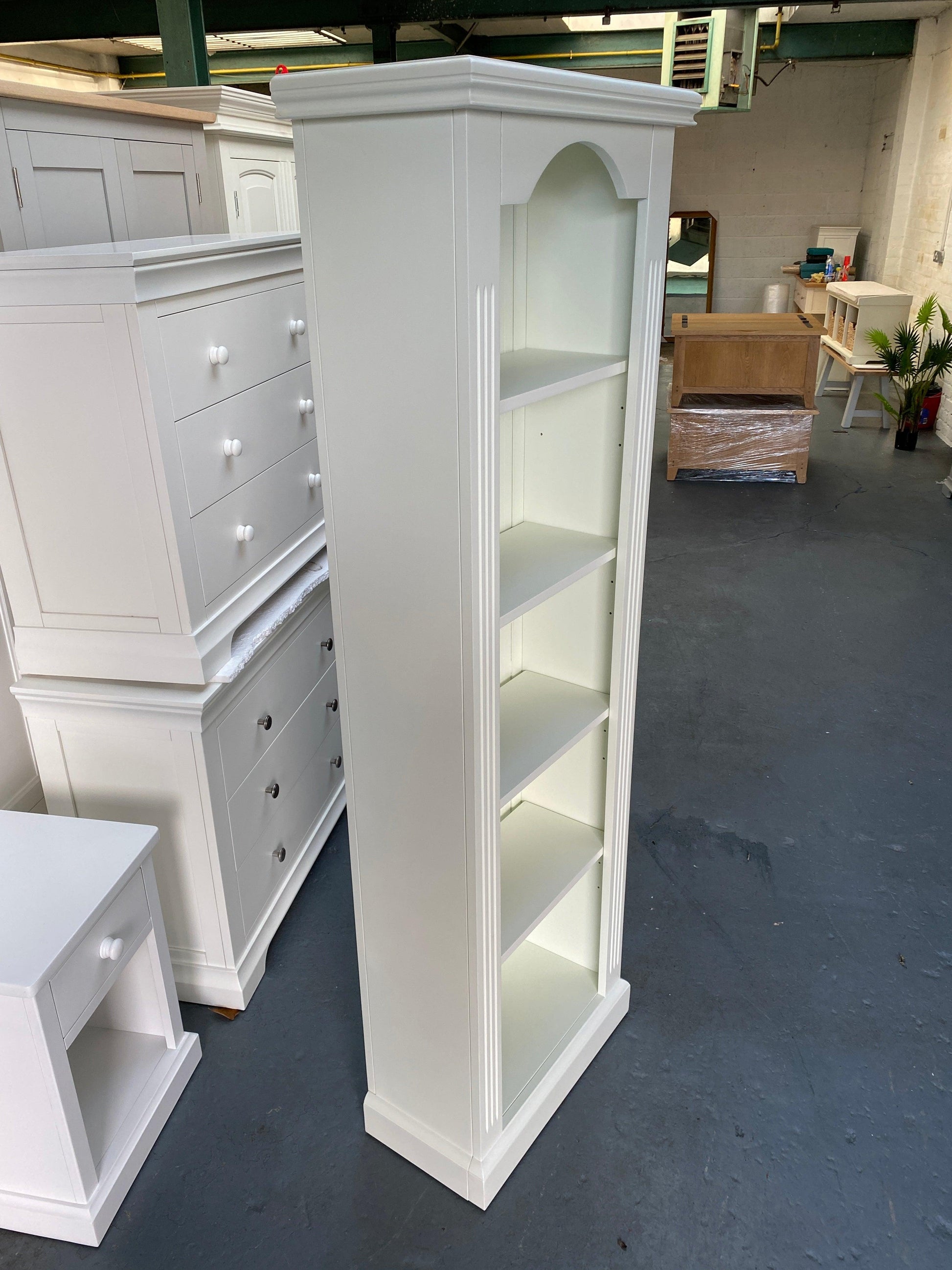 Soft White Tall Slim Bookcase - furniture delivered 