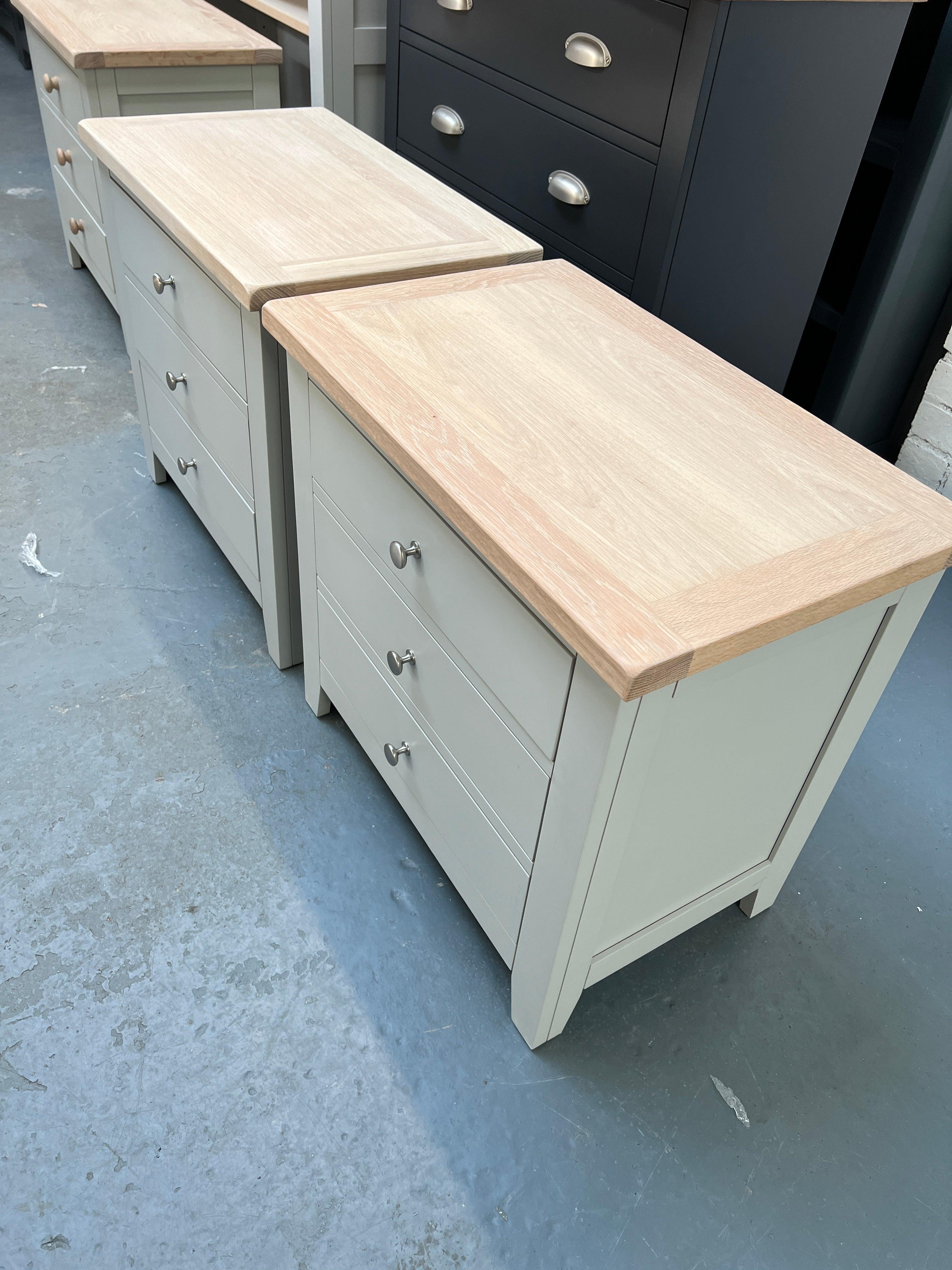 Chester Dove Grey Set of 2 Jumbo Bedside Tables. furniture delivered 