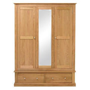 Appleby Light Oak Triple Wardrobe with Mirror Quality Furniture Clearance Ltd