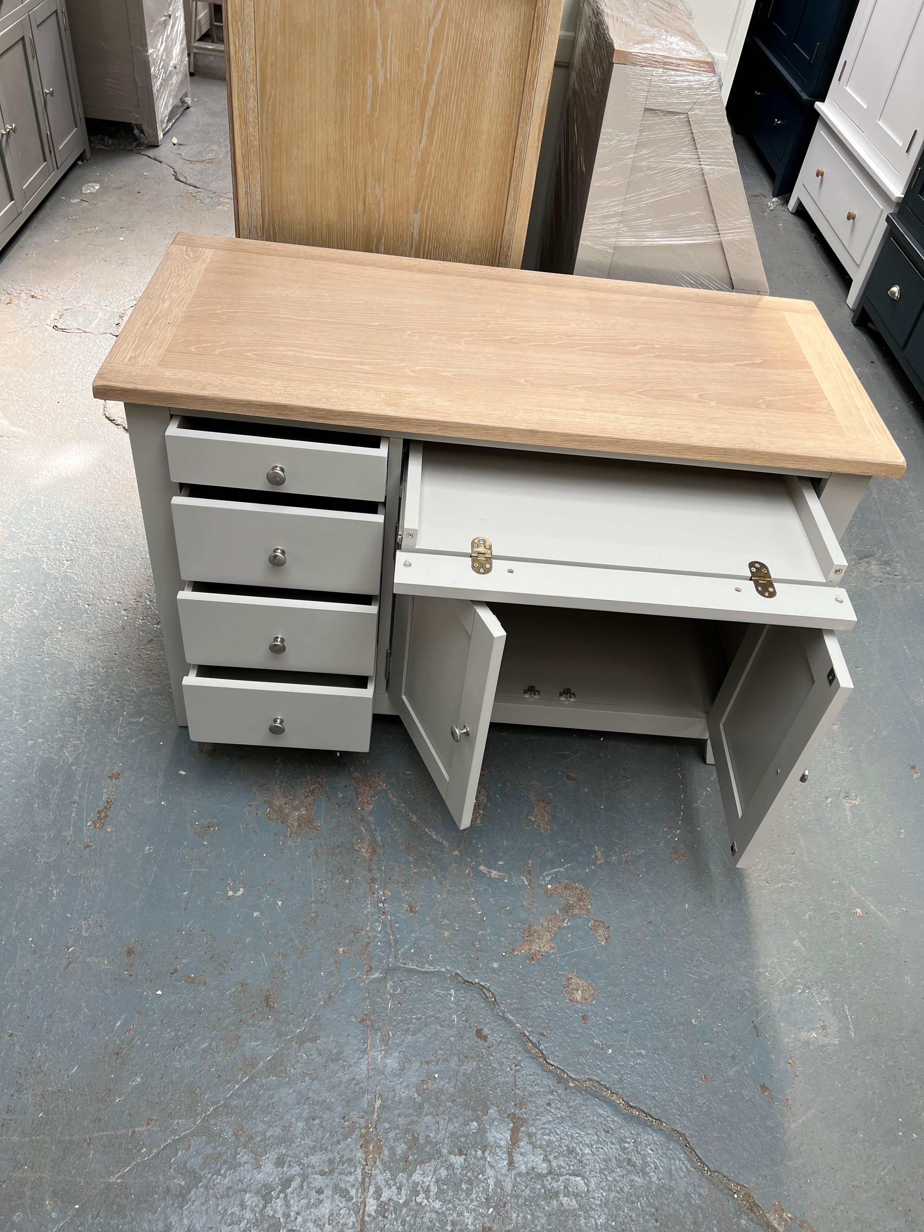 Chester Dove Grey Hidden Desk with Drawers furniture delivered 