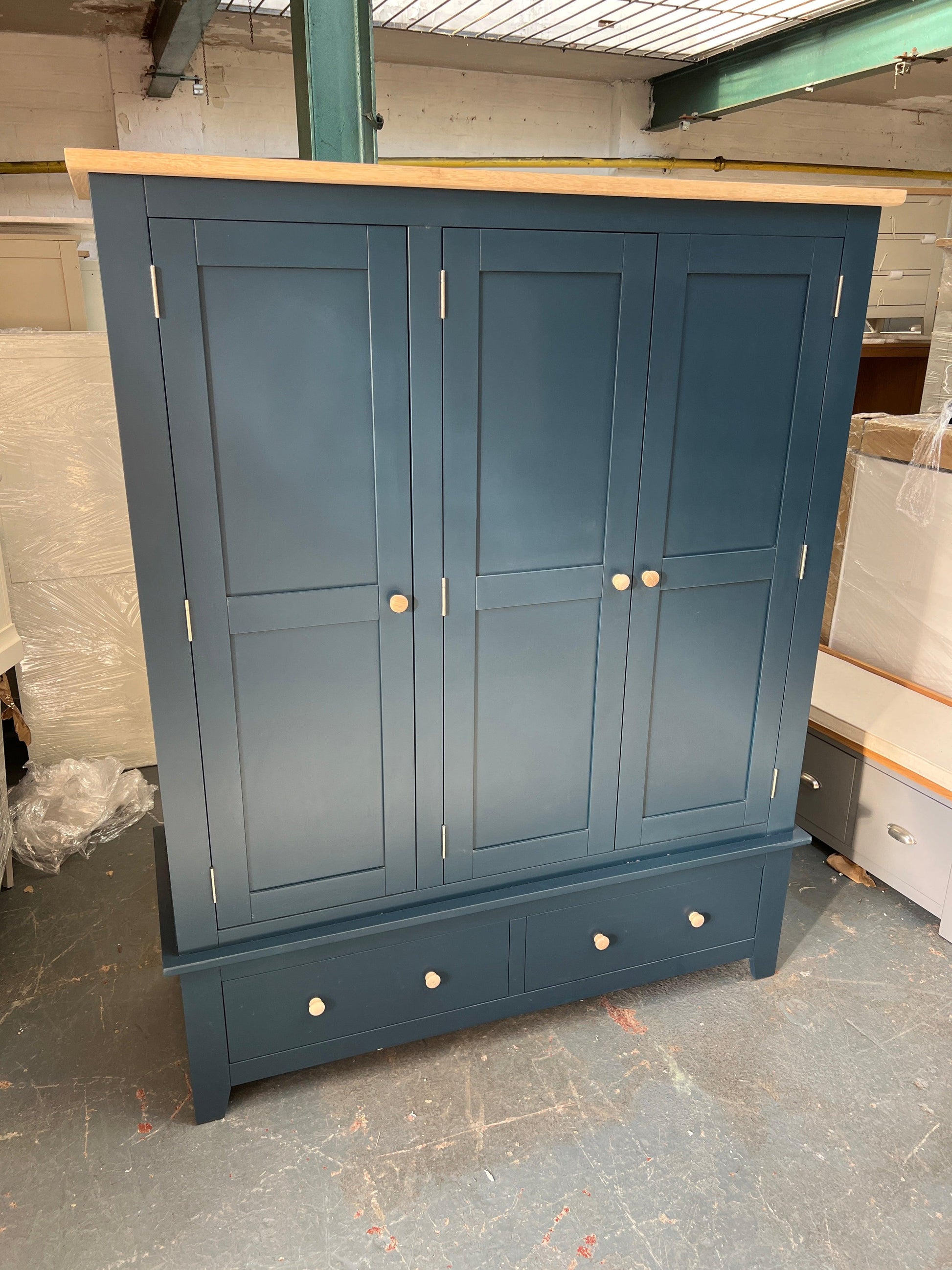 Chester Midnight Blue Triple Wardrobe Quality Furniture Clearance Ltd