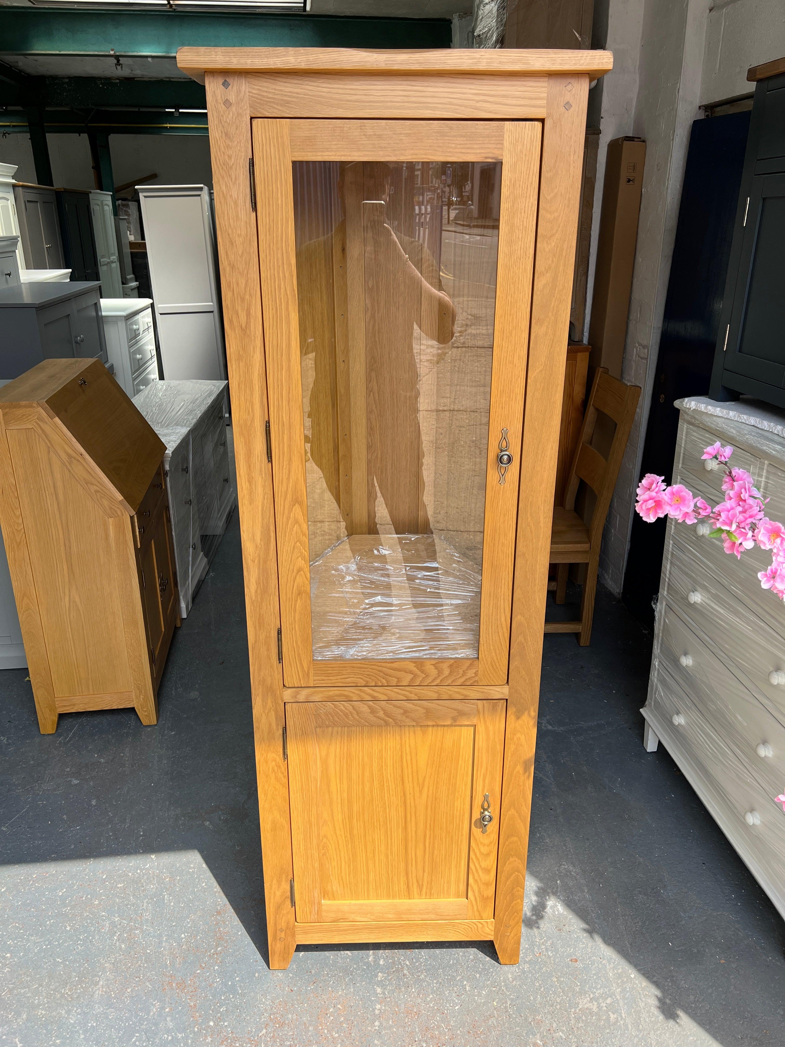 Rustic Oak Corner Display Cabinet furniture delivered 