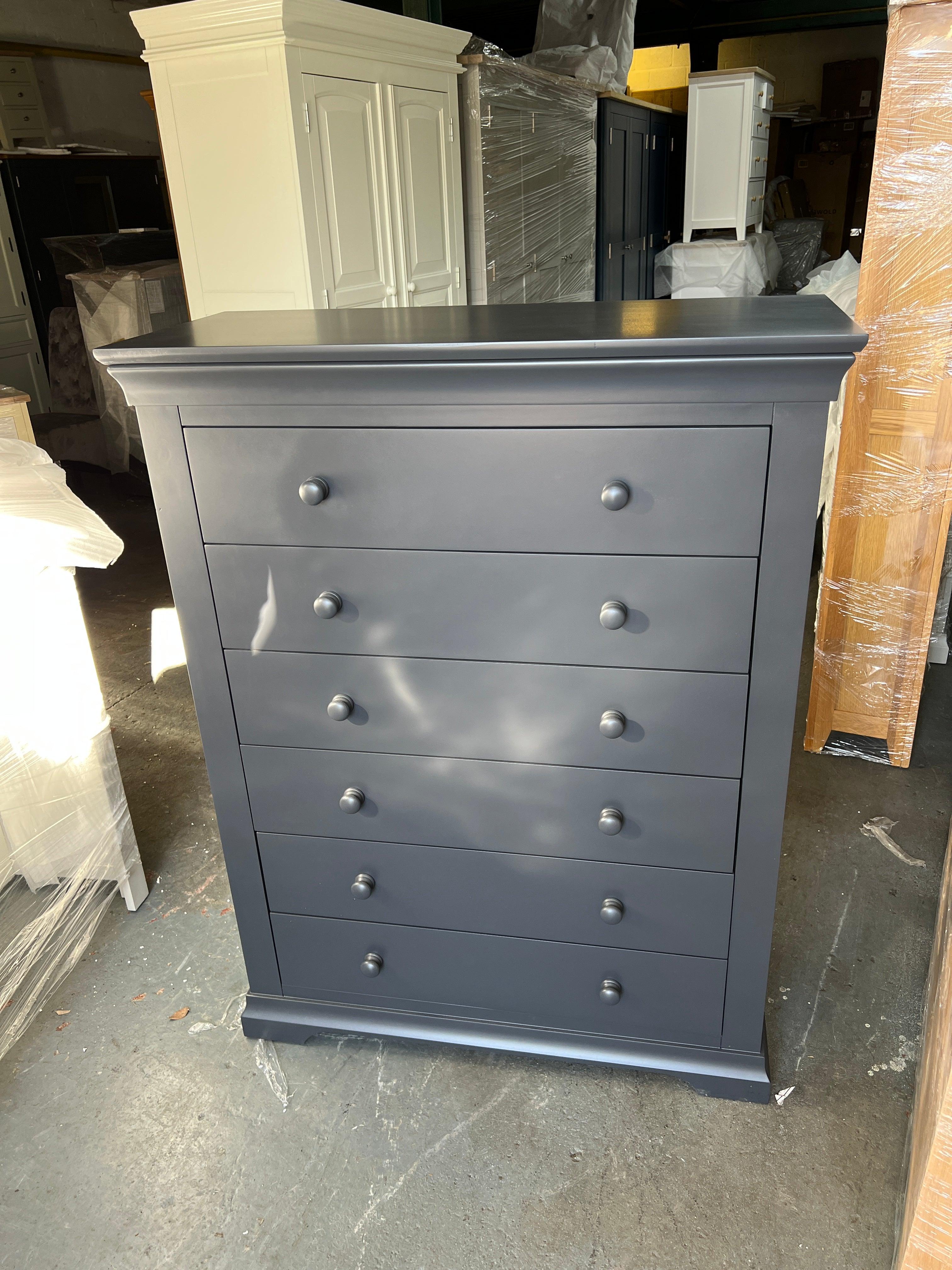 Chantilly Dusky Black Tall 6 Drawer Chest furniture delivered 