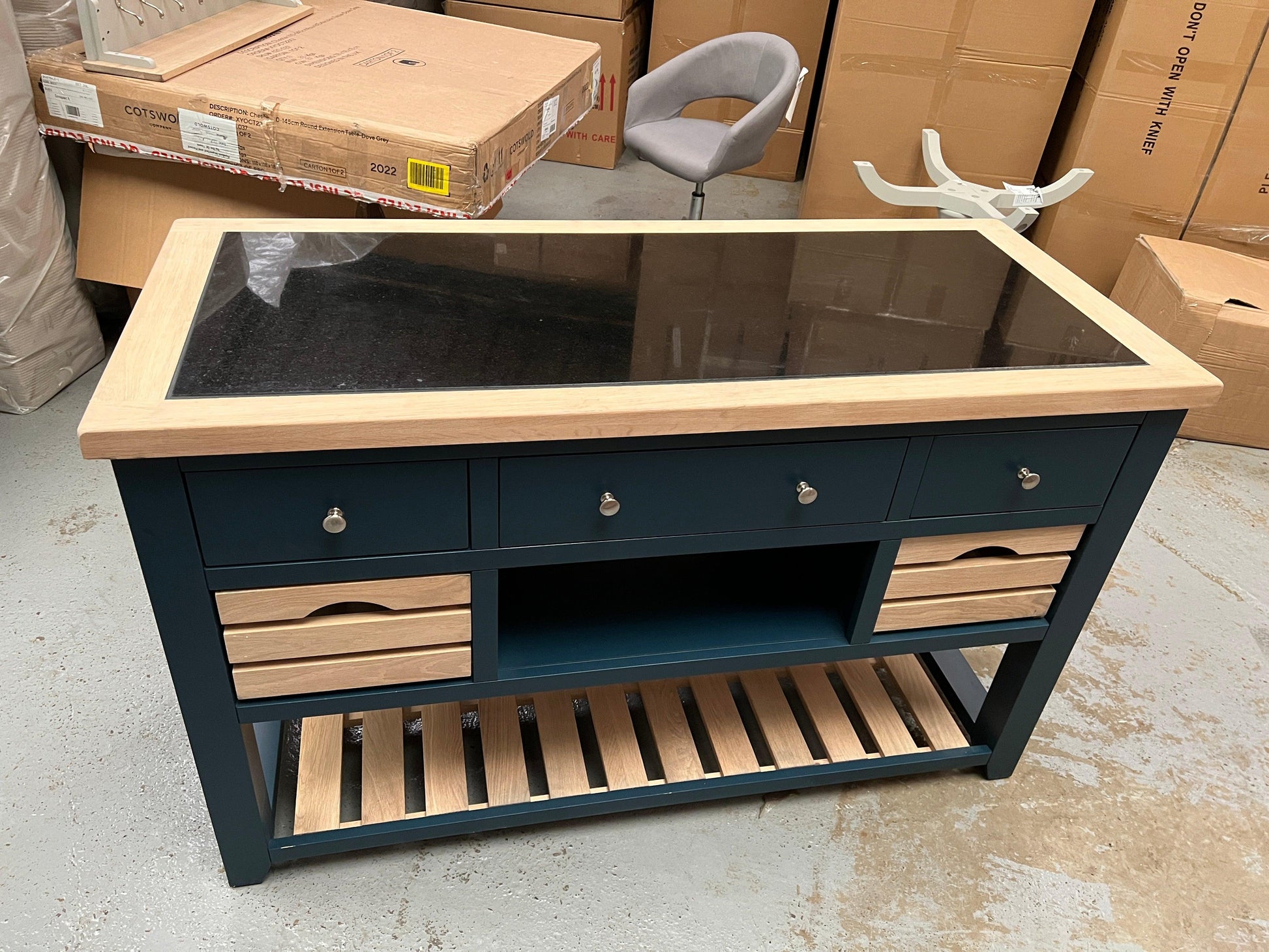 CHESTER MIDNIGHT BLUE Kitchen Island Quality Furniture Clearance Ltd