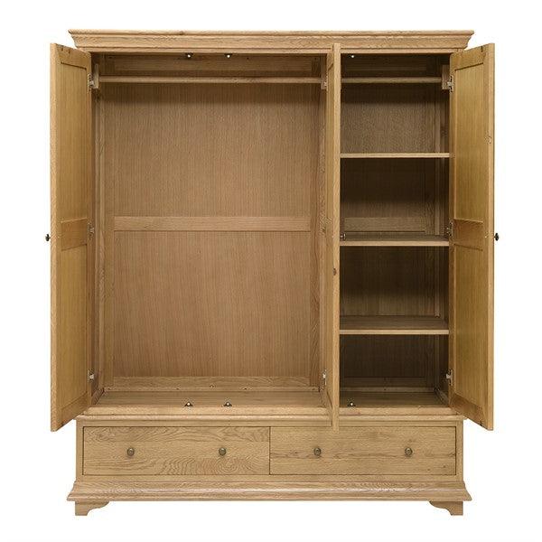 Winchcombe Oiled Oak Triple Wardrobe Quality Furniture Clearance Ltd