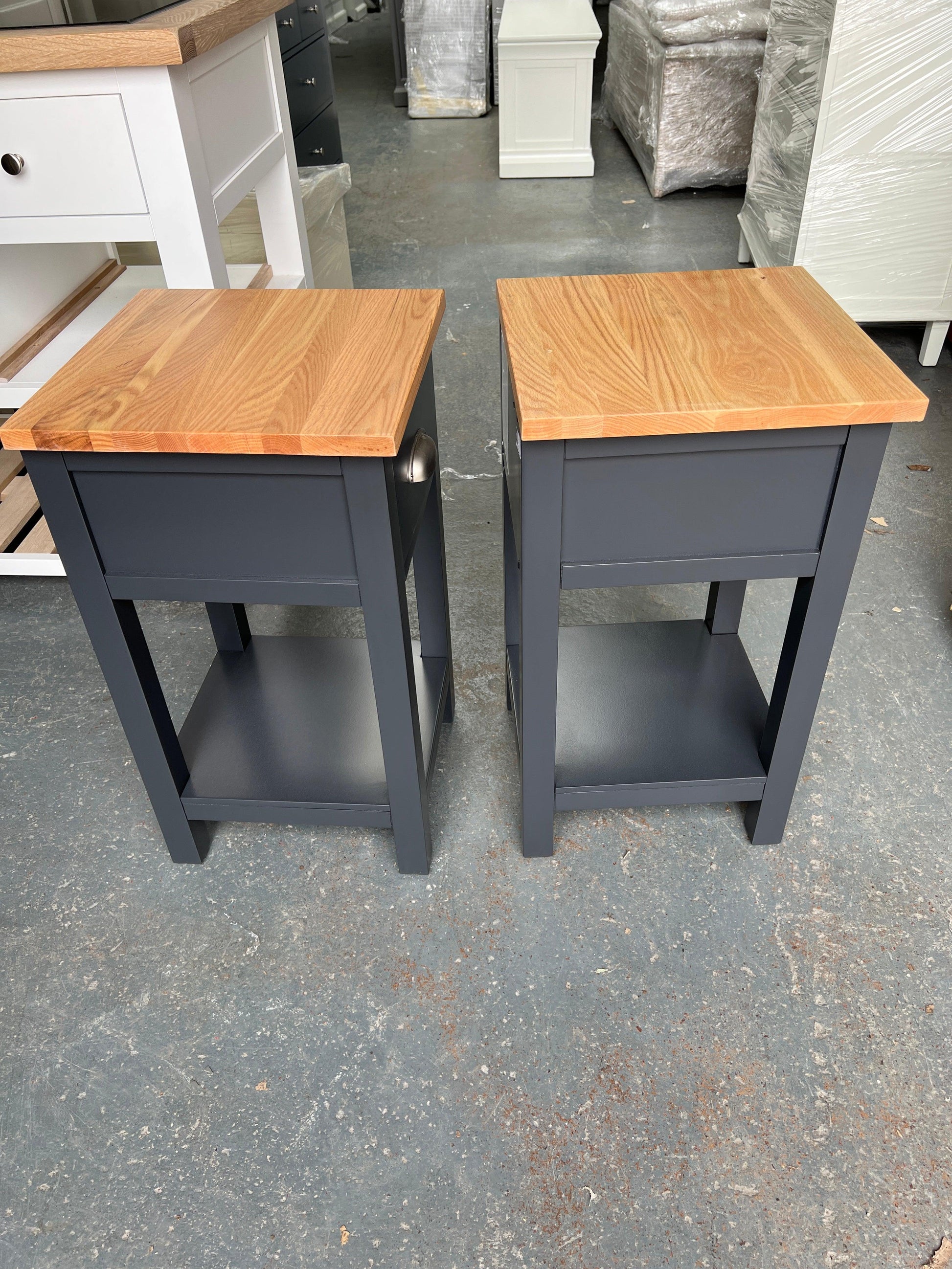 set of 2 Charcoal Petite 1 Drawer Bedside Tables Quality Furniture Clearance Ltd