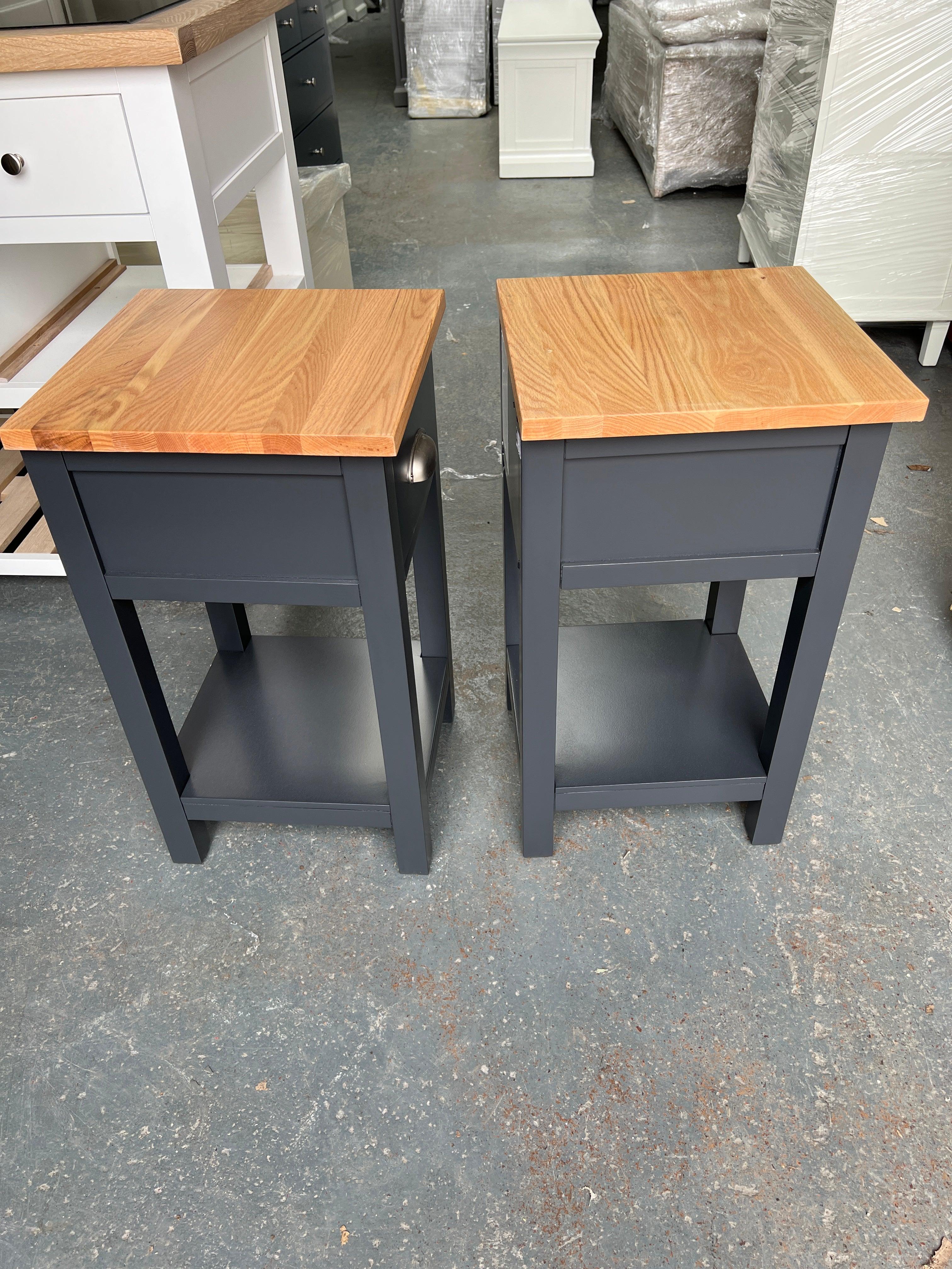 set of 2 Charcoal Petite 1 Drawer Bedside Tables Quality Furniture Clearance Ltd