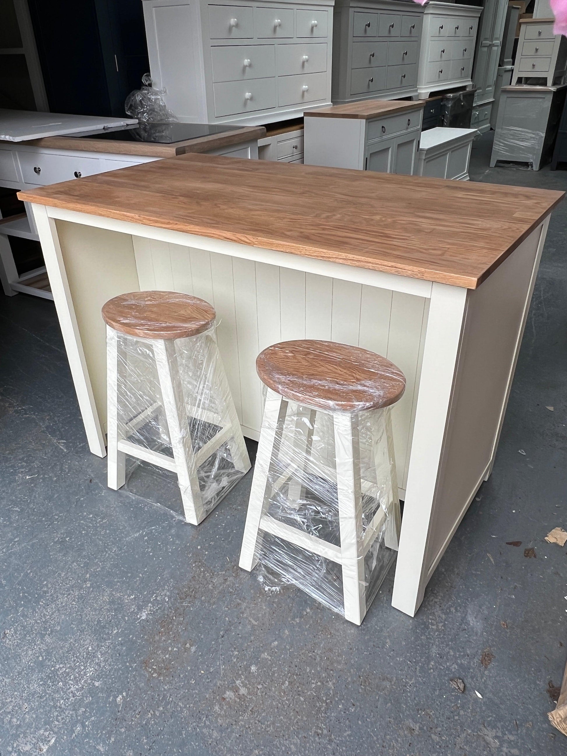 Portobello Cream Breakfast Bar Island with Stools furniture delivered 