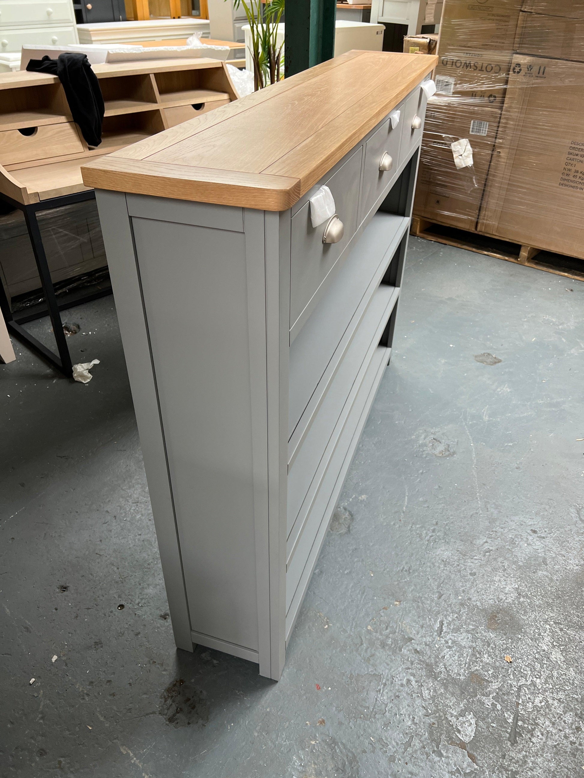 Sussex Storm Grey Tall and Wide Bookcase Quality Furniture Clearance Ltd