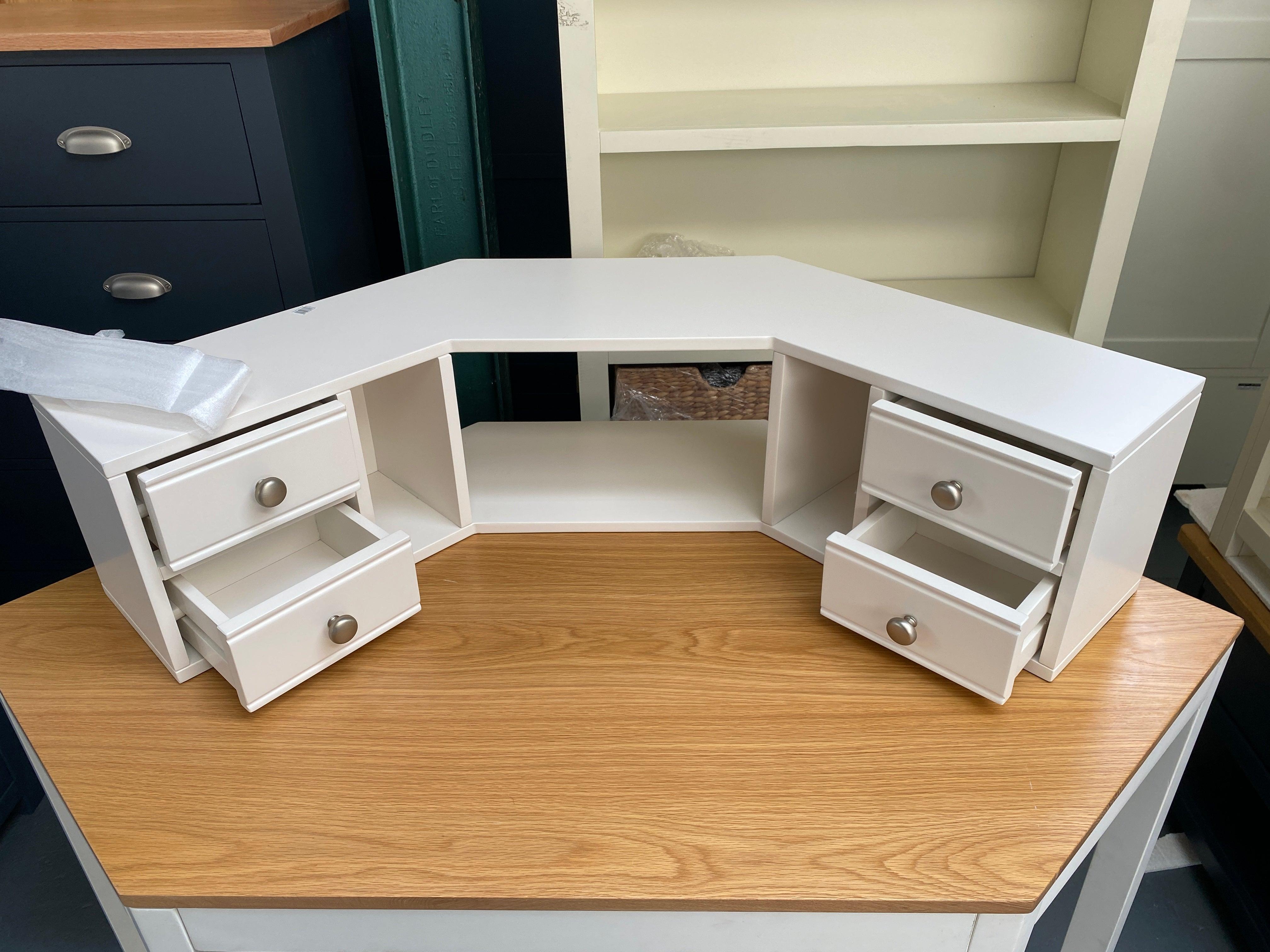 Warm White Corner Desk with Topper - furniture delivered 