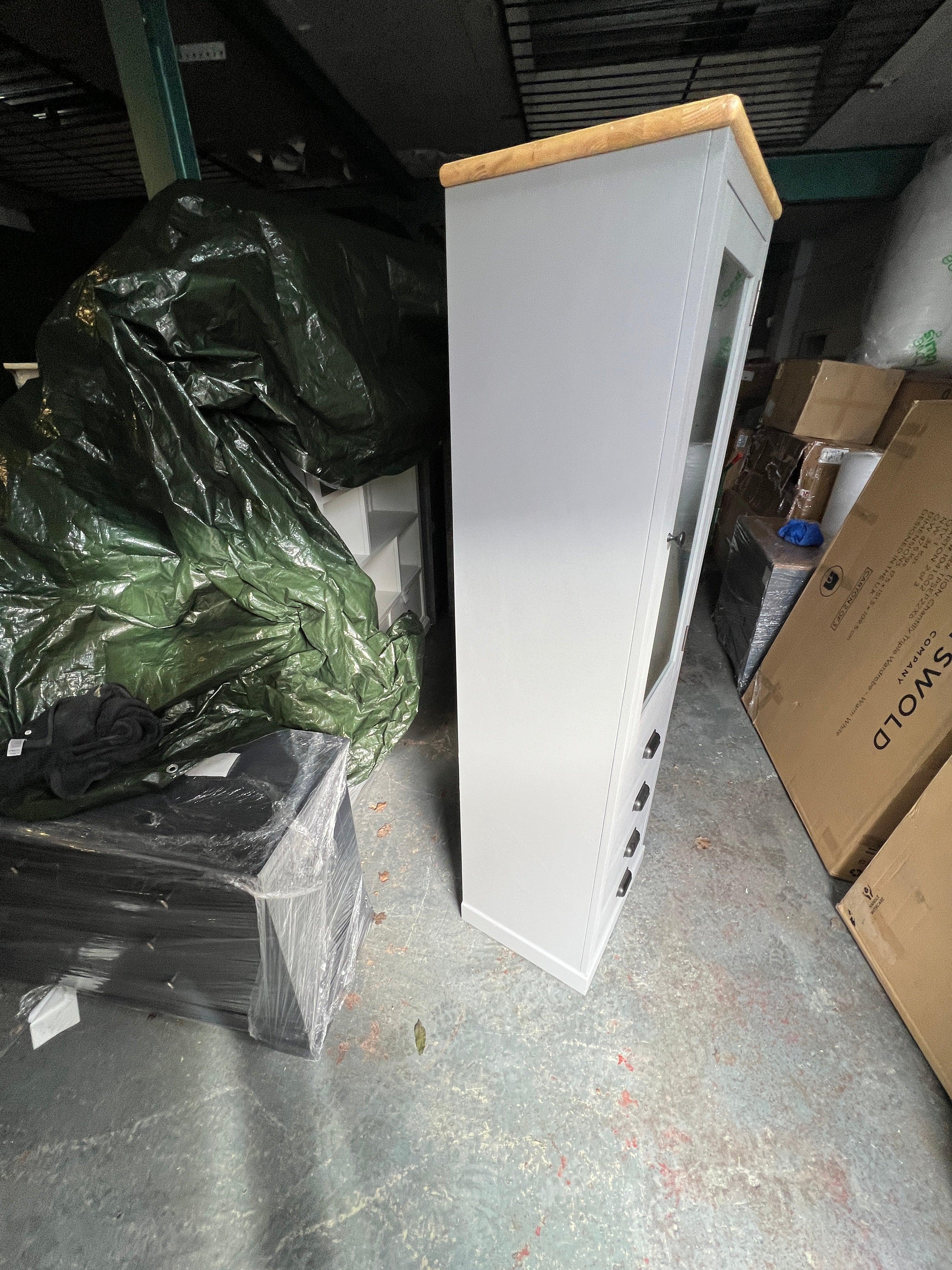 PAINSWICK STORM GREY Narrow Farmhouse Larder Quality Furniture Clearance Ltd