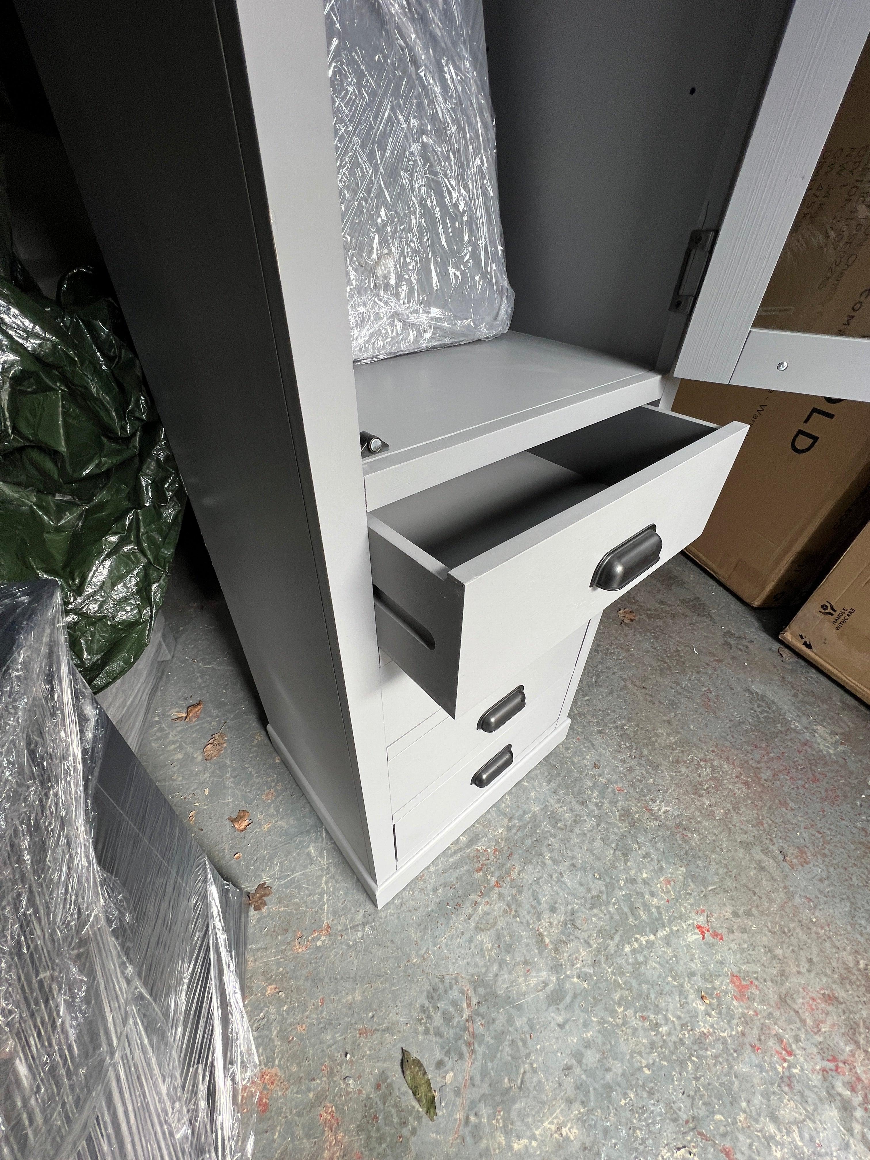 PAINSWICK STORM GREY Narrow Farmhouse Larder Quality Furniture Clearance Ltd