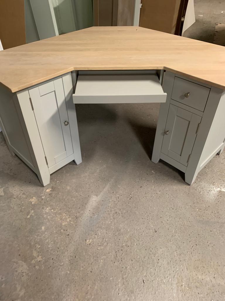 Chester Dove Grey Corner Desk furniture delivered 