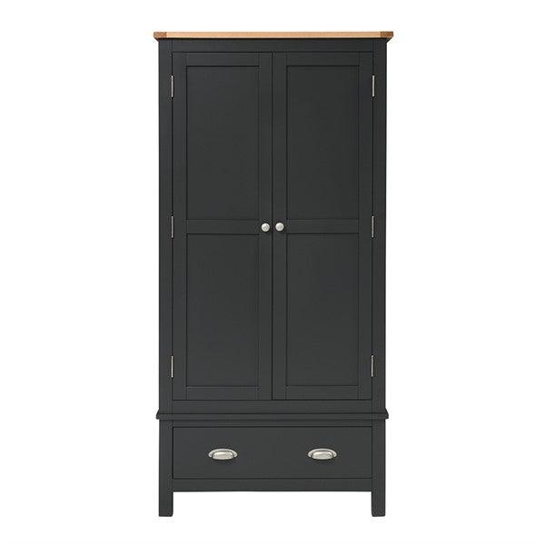 Simply Cotswold Charcoal Double Wardrobe with Drawer Quality Furniture Clearance Ltd