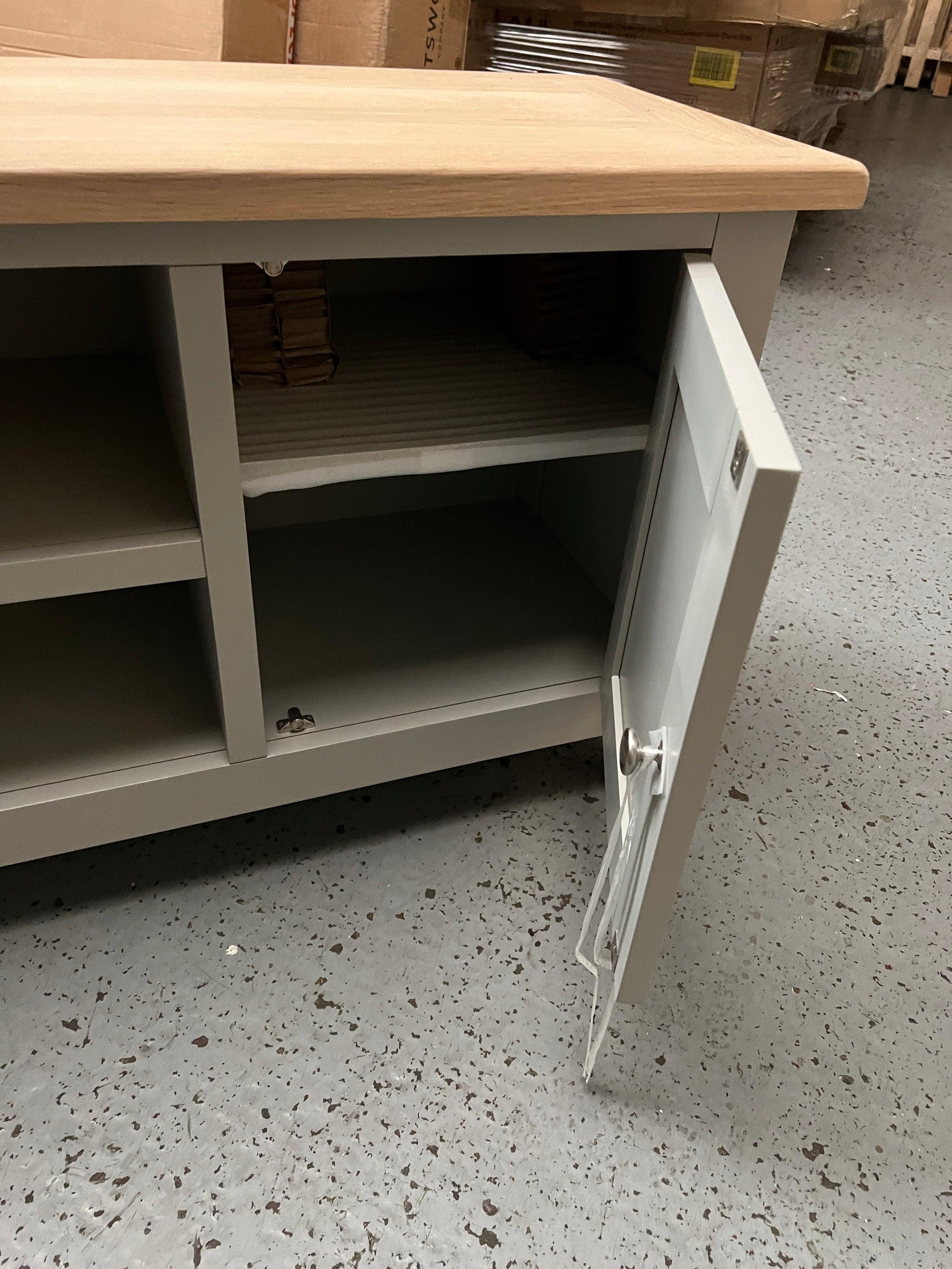 Chester Dove Grey Small TV Stand Quality Furniture Clearance Ltd