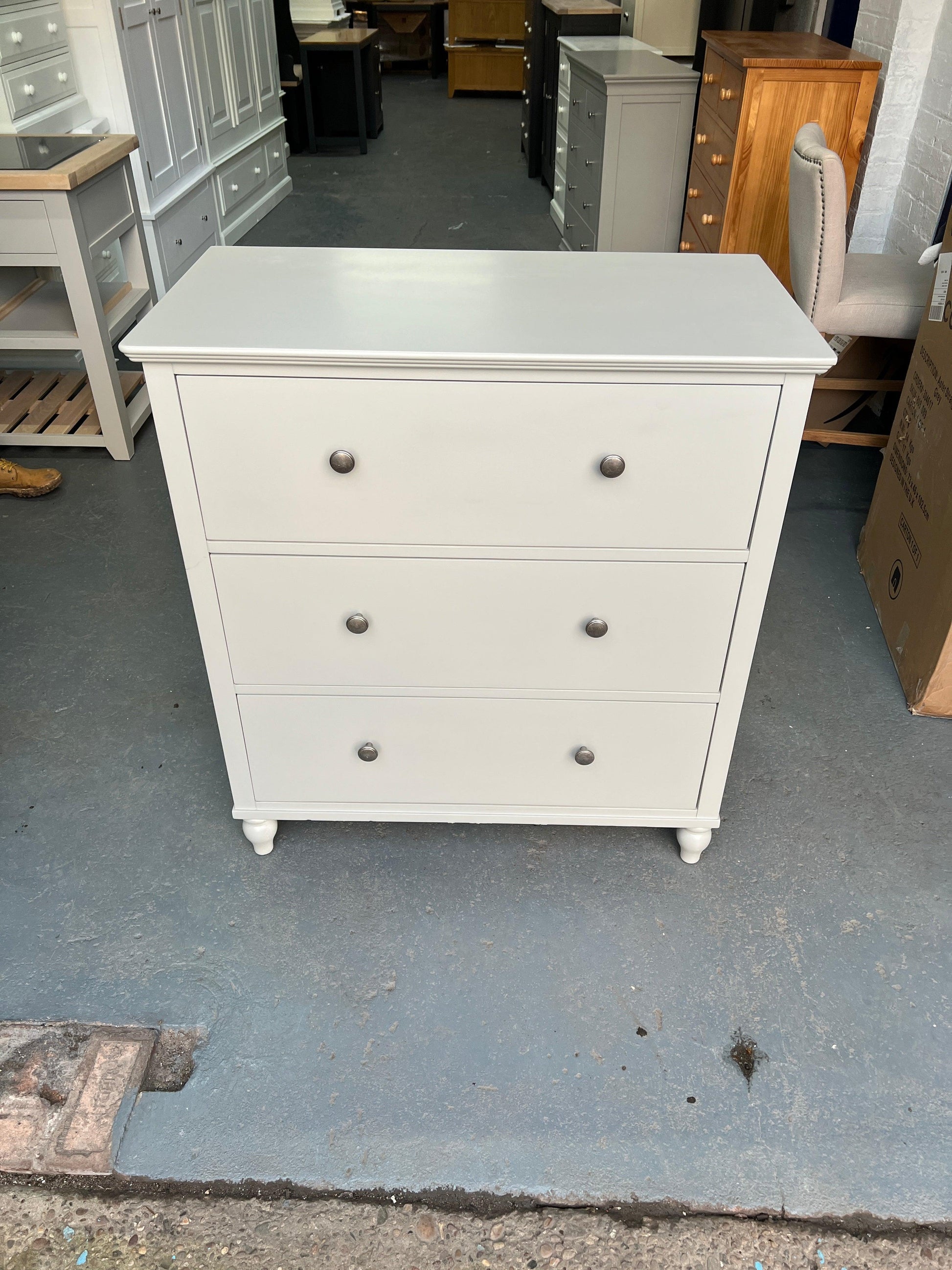 Wilmslow Pale Grey 3 Drawer Chest furniture delivered 