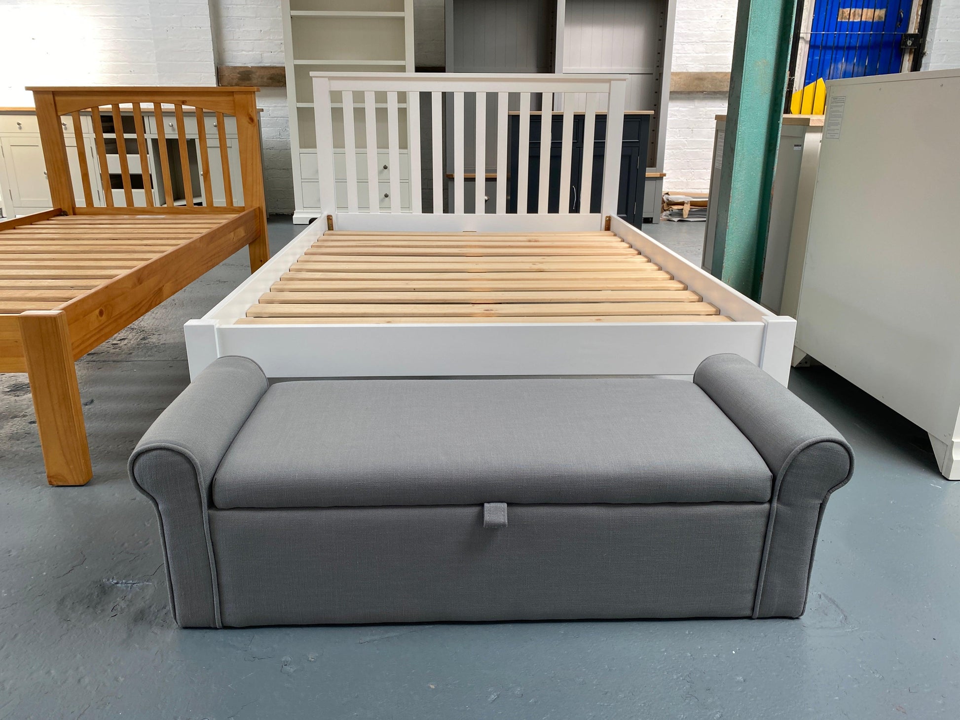 Winged Blanket Box - Grey Linen furniture delivered 