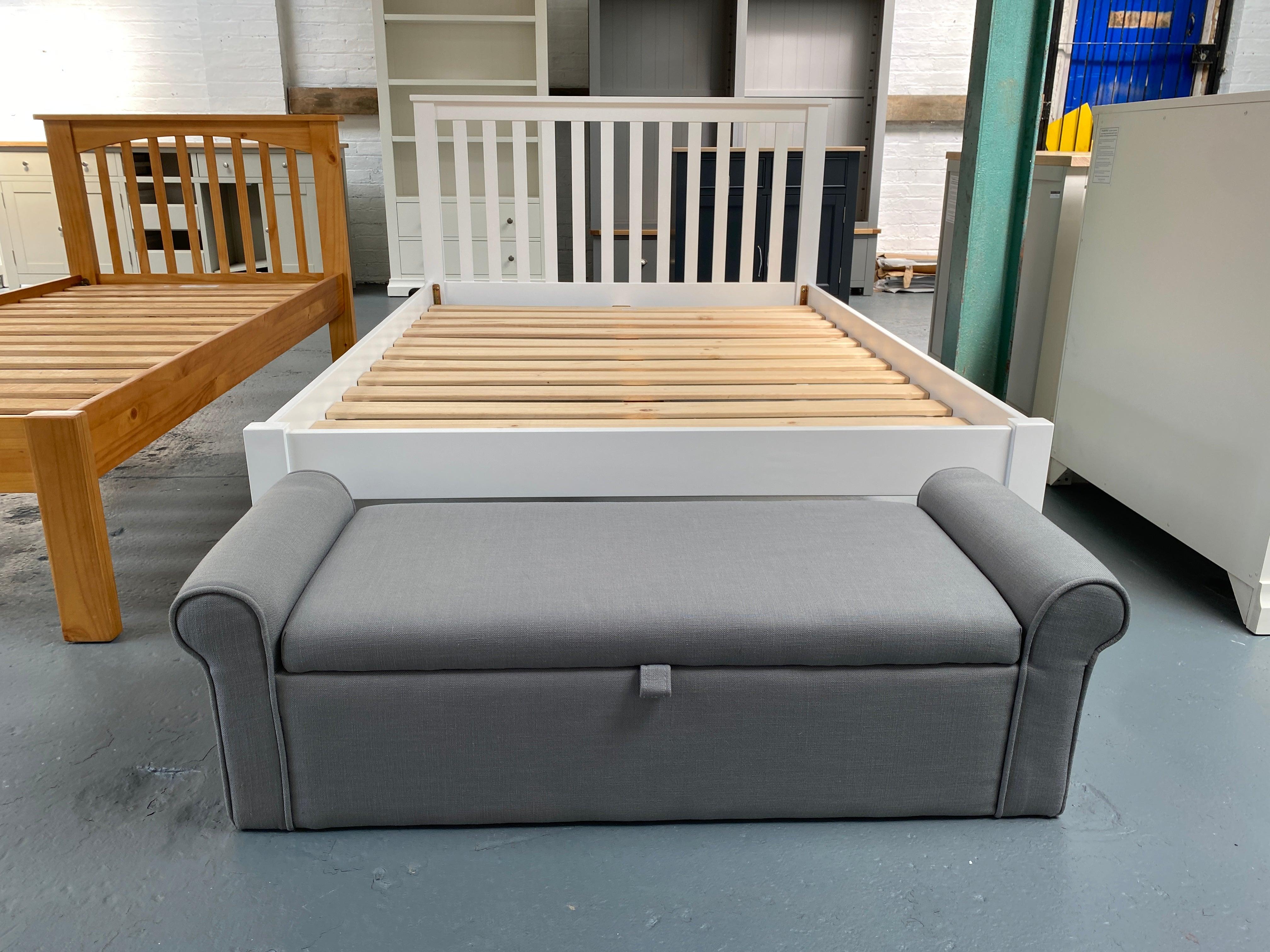 Winged Blanket Box - Grey Linen furniture delivered 