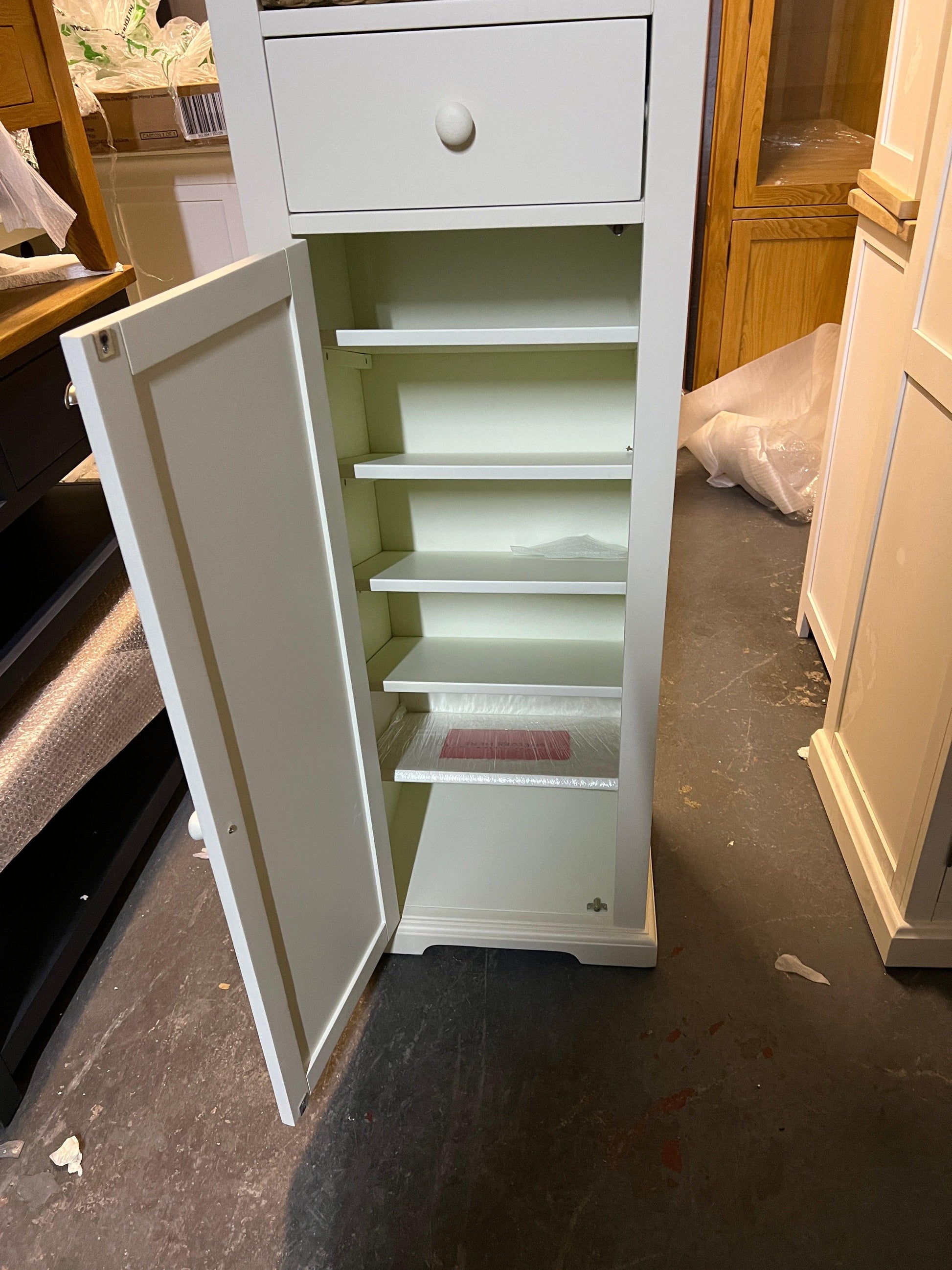 Farmhouse Painted Tall Slim Shoe Cupboard Quality Furniture Clearance Ltd