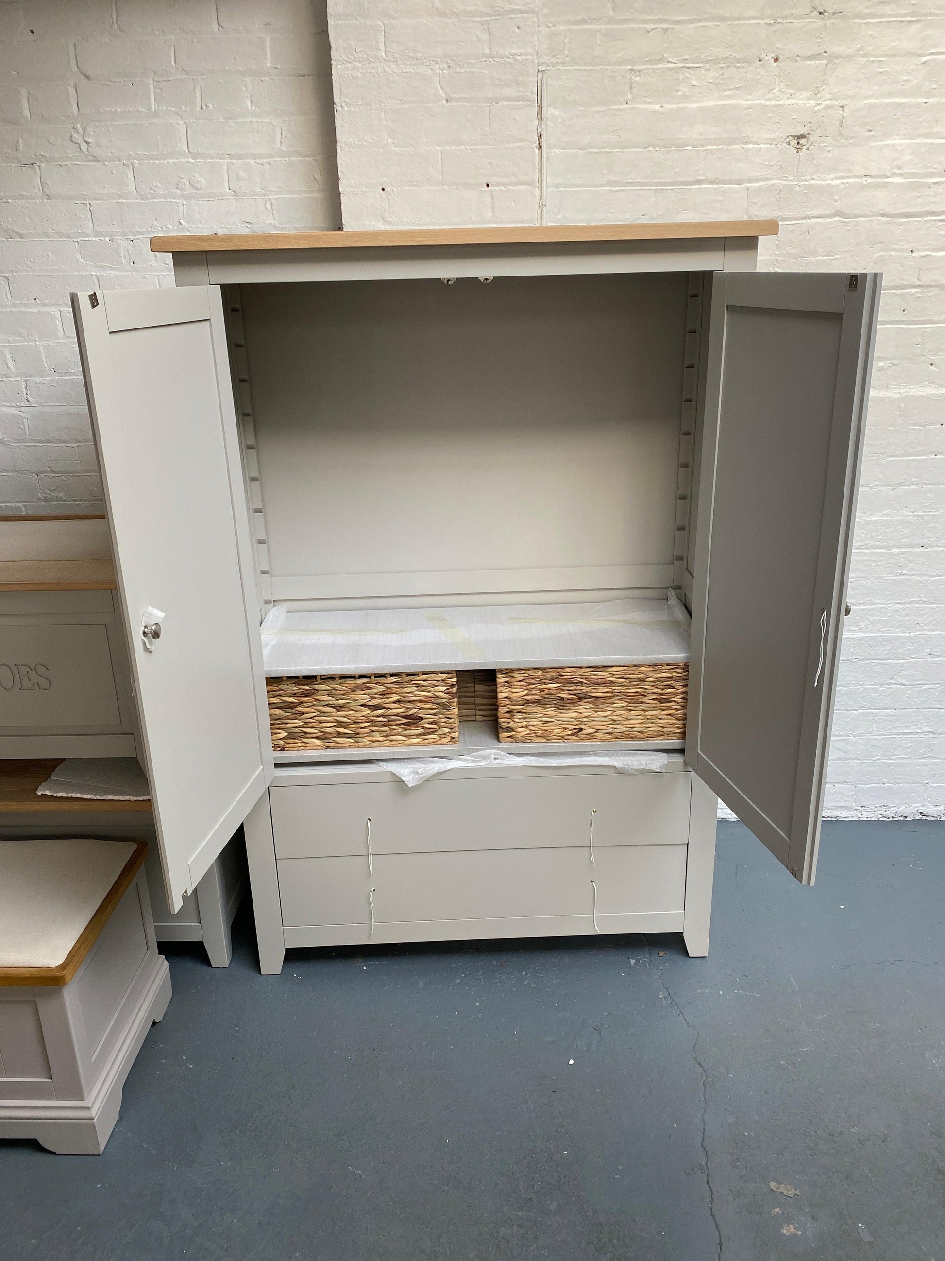 Chester Dove Grey Grand Storage Cupboard/Larder furniture delivered 
