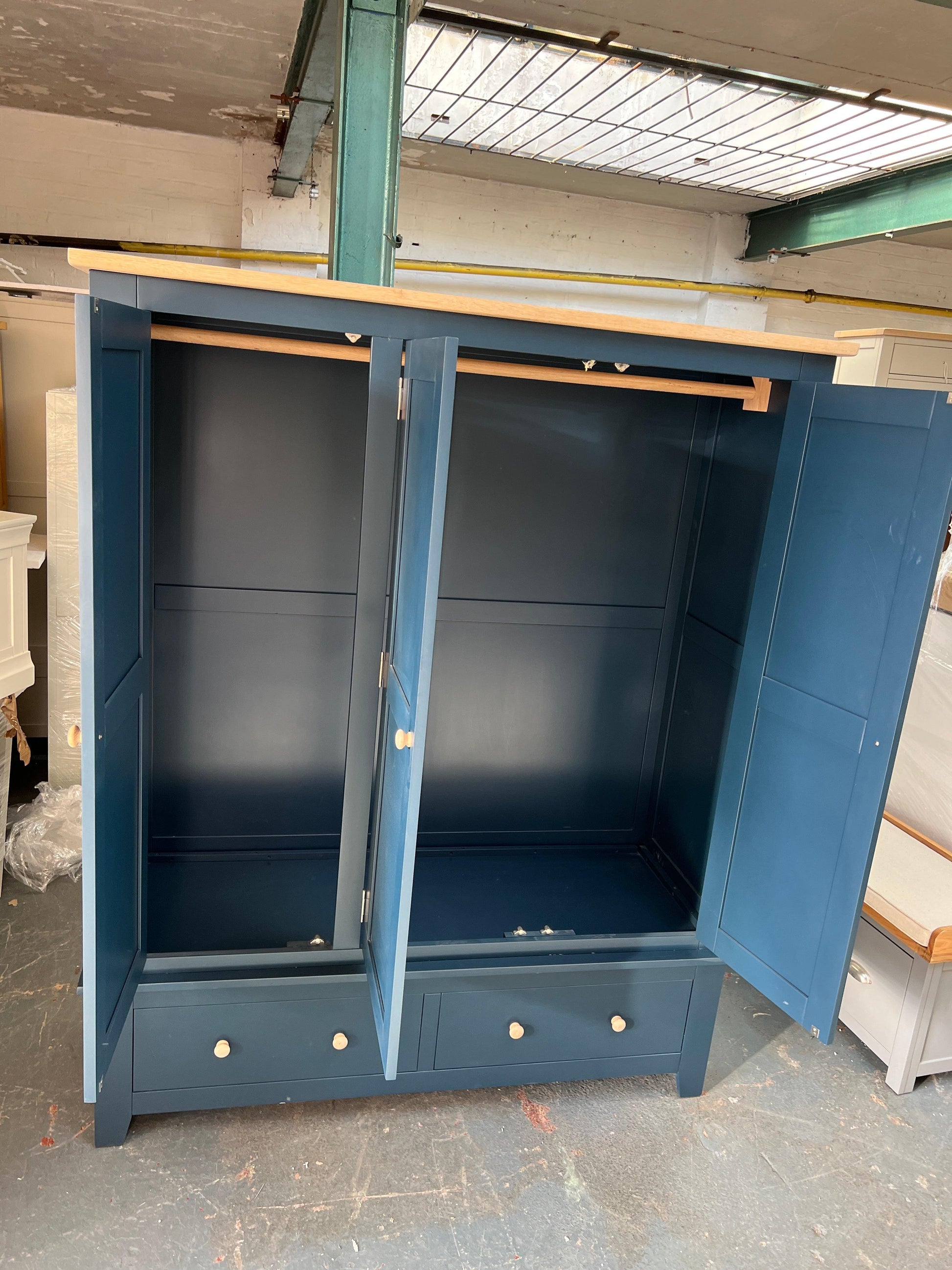 Chester Midnight Blue Triple Wardrobe Quality Furniture Clearance Ltd