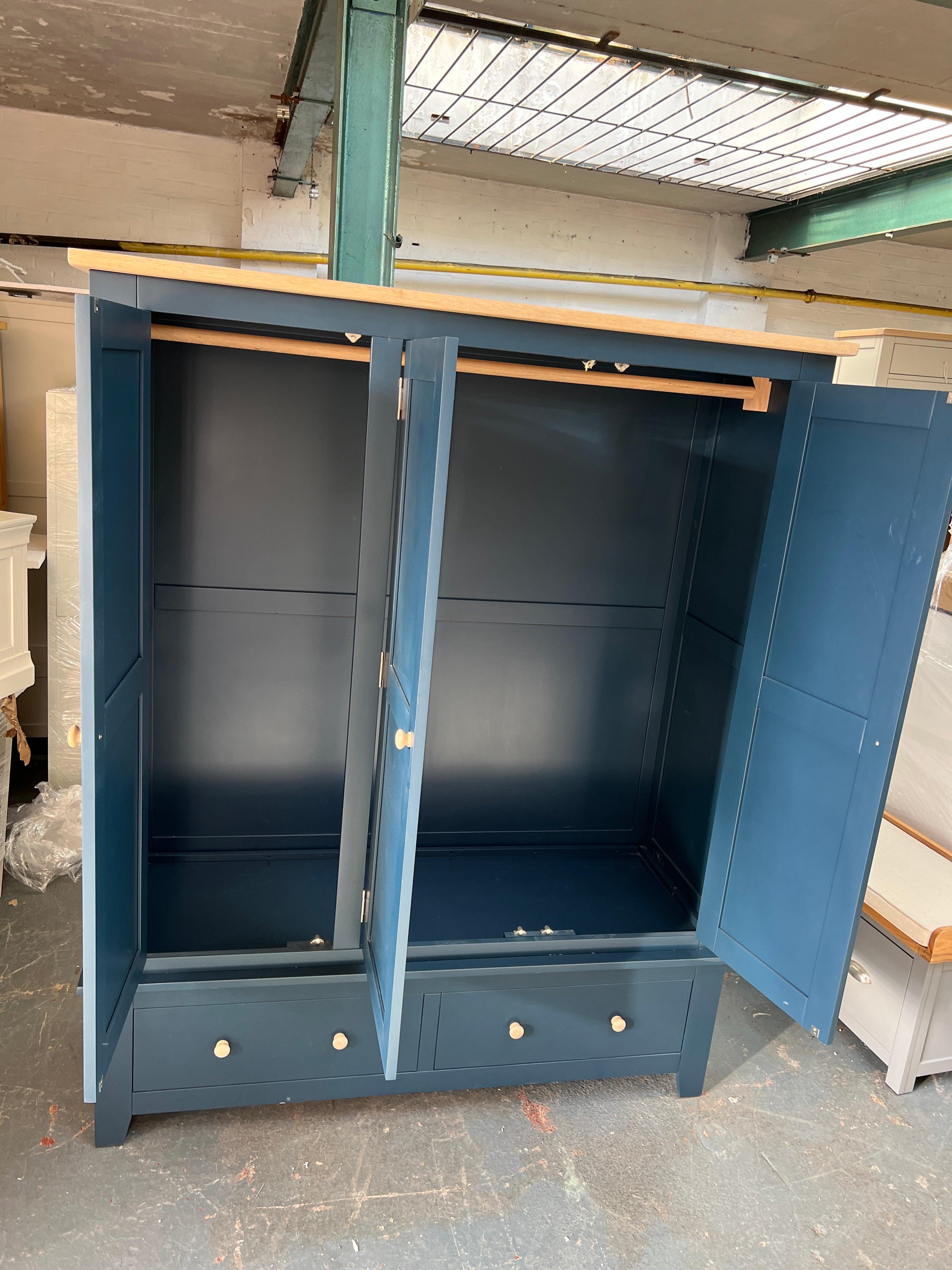 Chester Midnight Blue Triple Wardrobe Quality Furniture Clearance Ltd