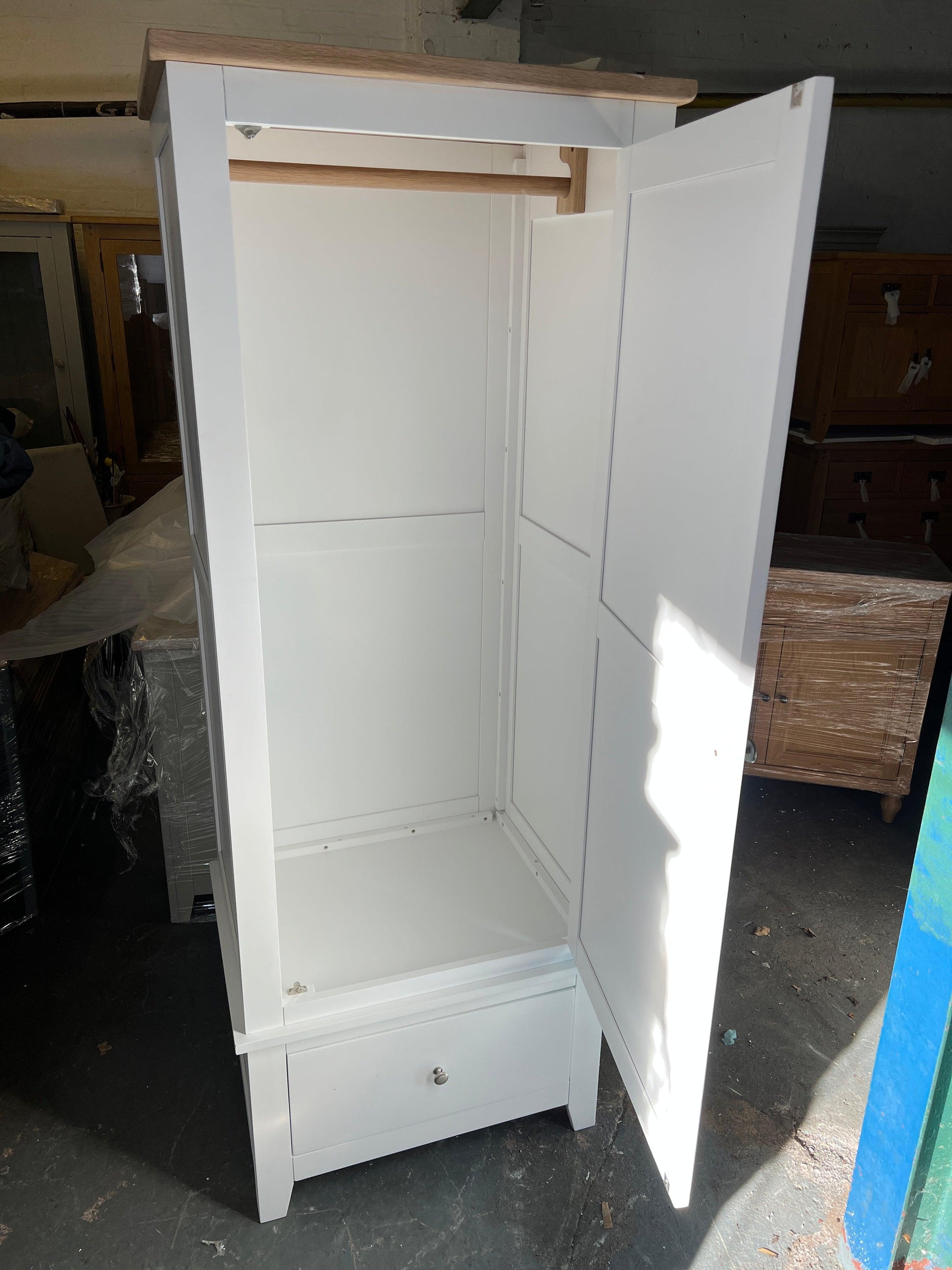 Chester Pure White Single Wardrobe Quality Furniture Clearance Ltd