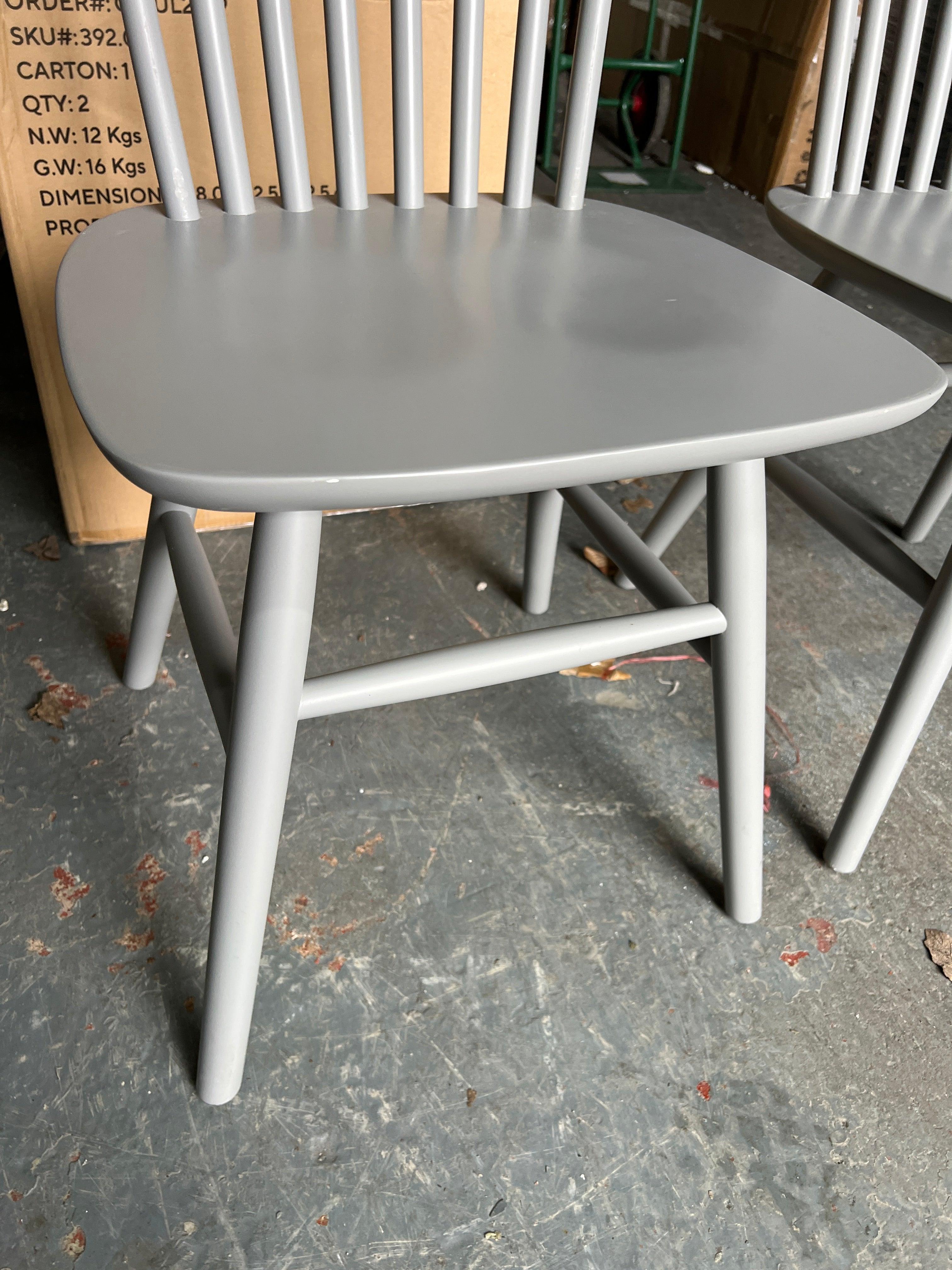 Set of 4 CHESTER DOVE GREY Spindleback Chair - Dove Grey Quality Furniture Clearance Ltd