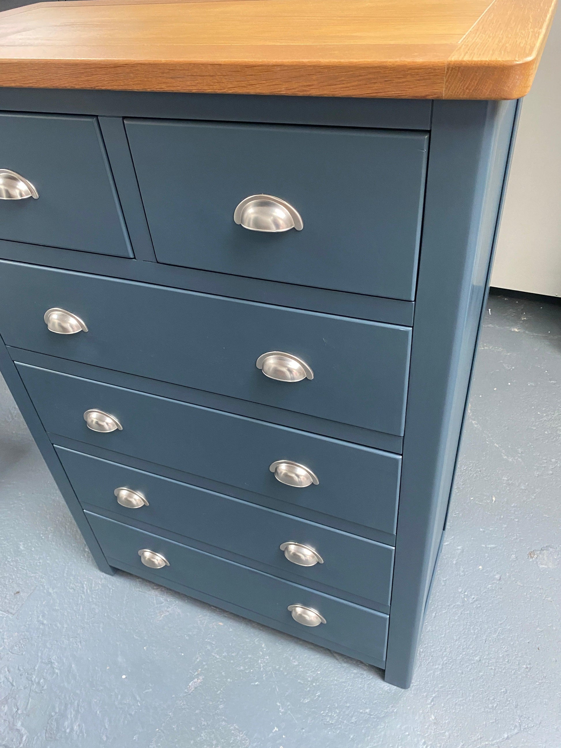Inky Blue 2 Over 4 Drawer Chest. - furniture delivered 