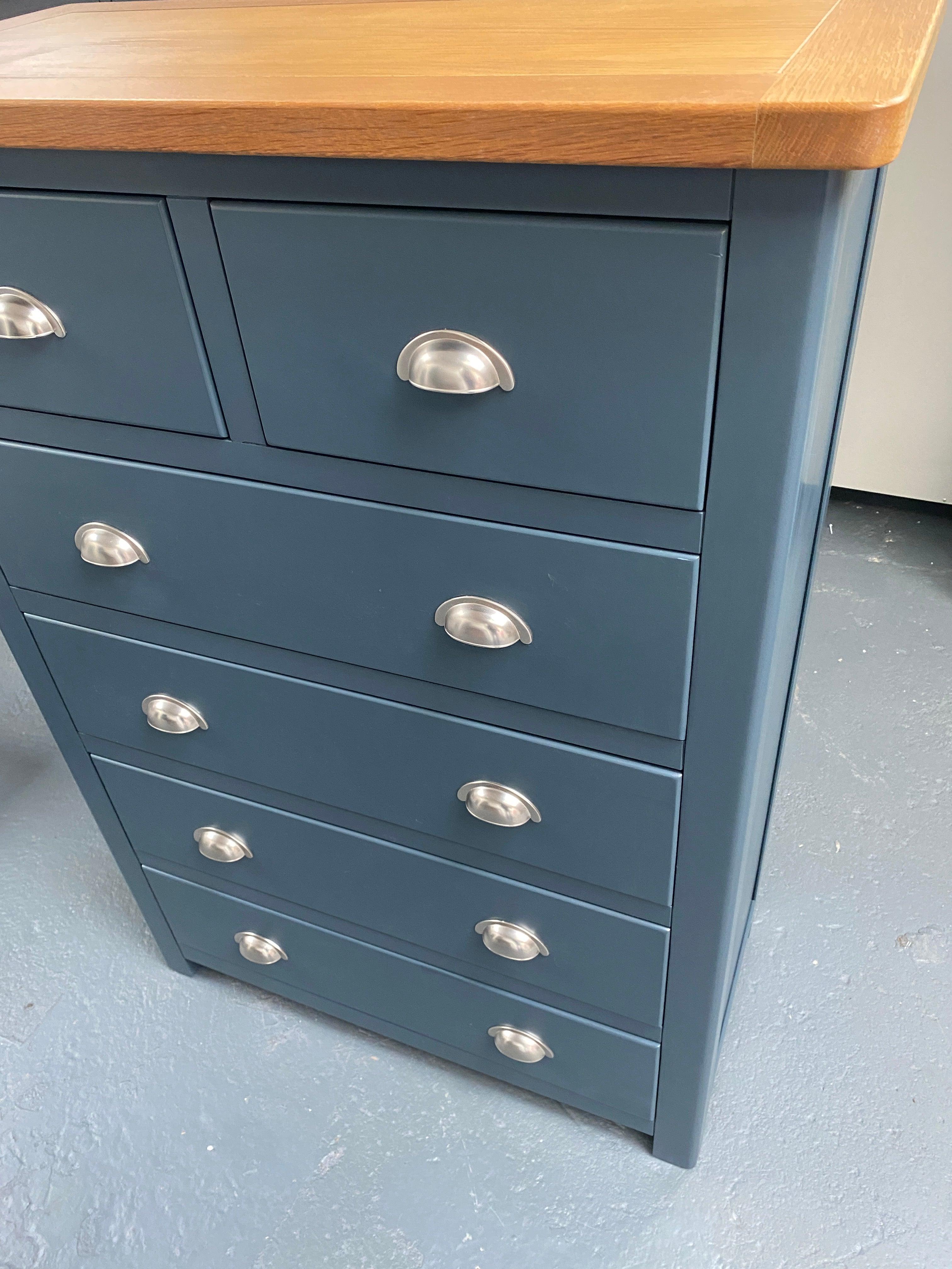 Inky Blue 2 Over 4 Drawer Chest. - furniture delivered 
