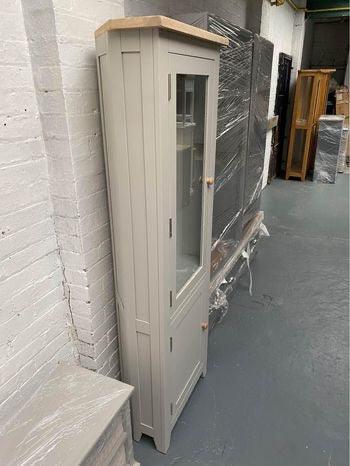Chester Dove Grey Corner Display Cabinet. furniture delivered 