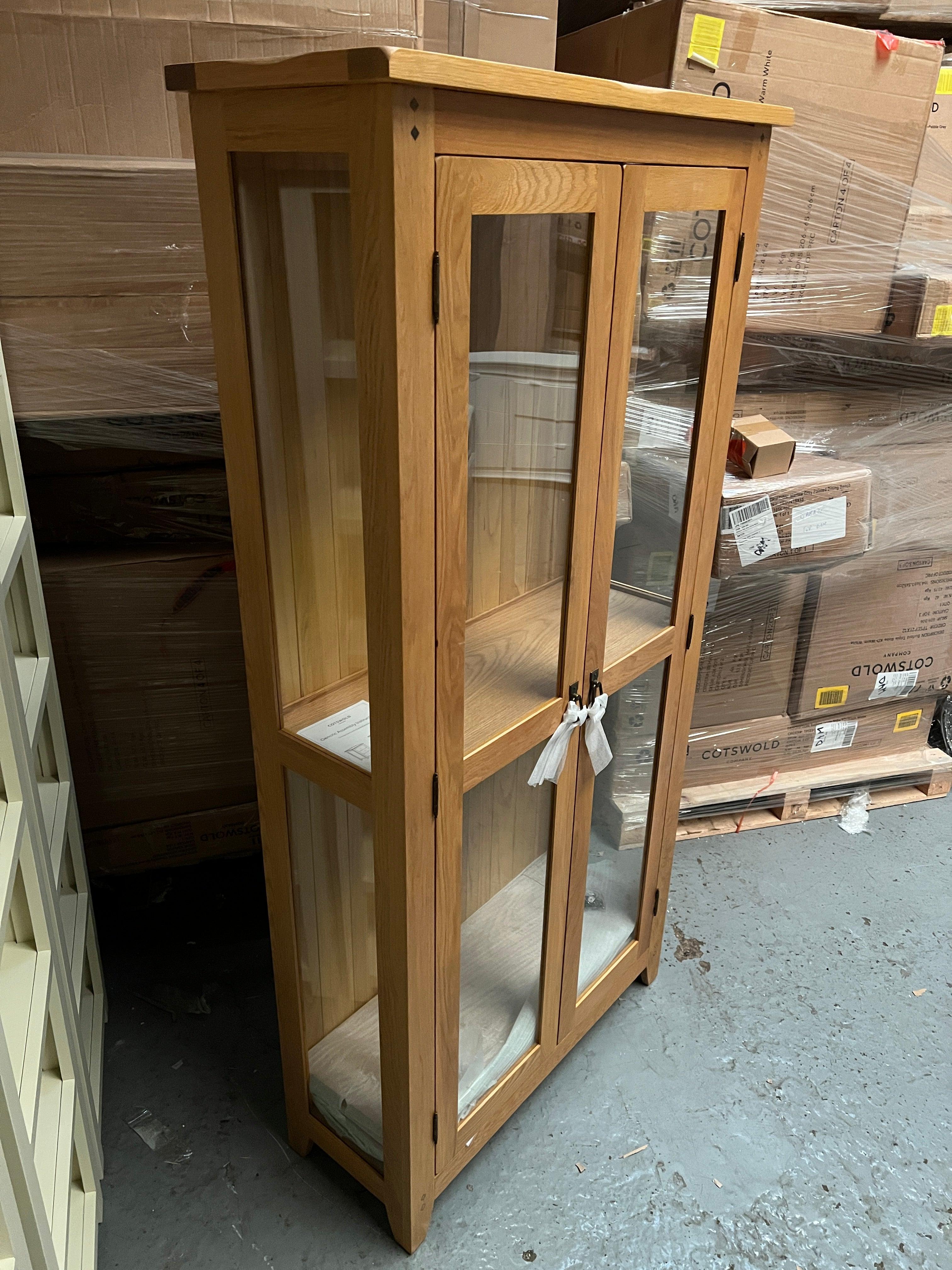 Oakland Rustic Oak Glass Display Cabinet Quality Furniture Clearance Ltd