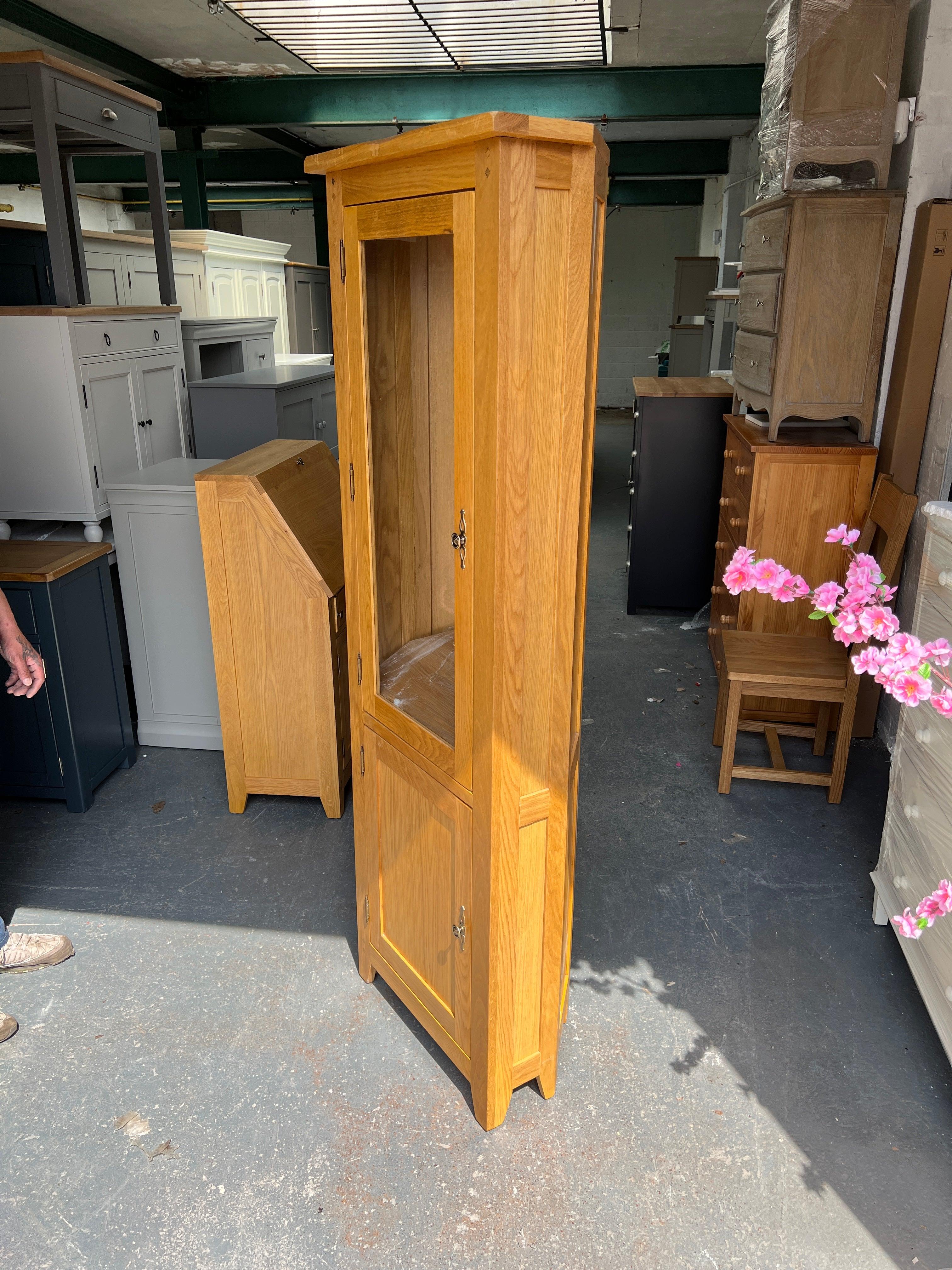 Rustic Oak Corner Display Cabinet furniture delivered 