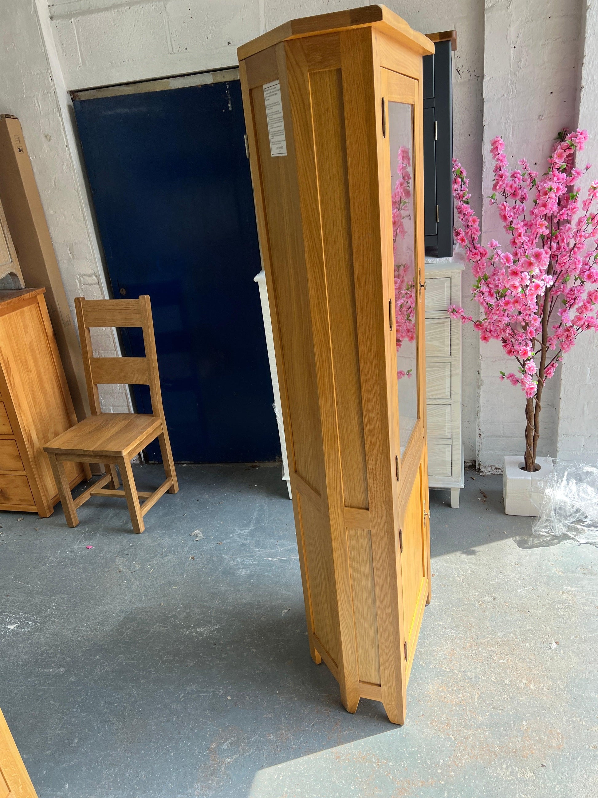 Rustic Oak Corner Display Cabinet furniture delivered 