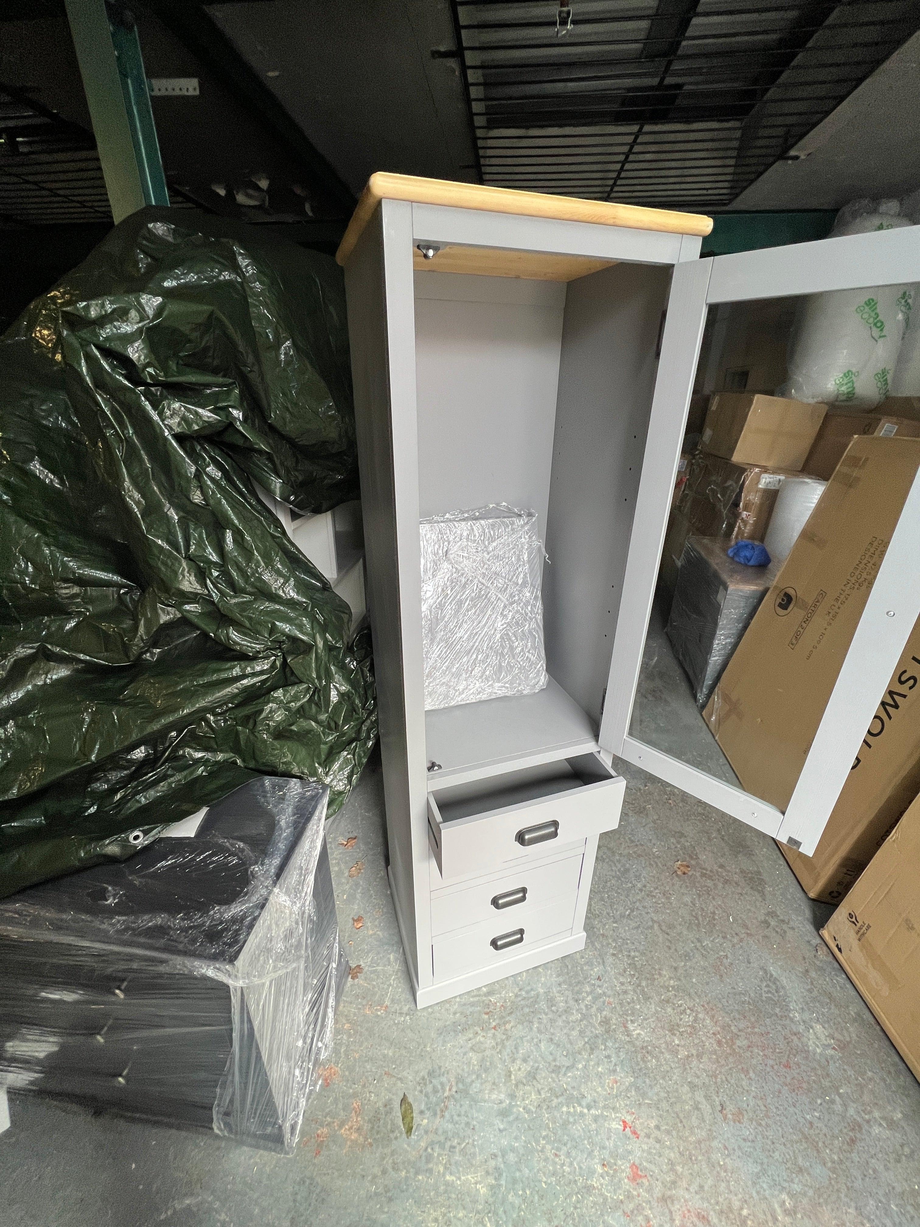 PAINSWICK STORM GREY Narrow Farmhouse Larder Quality Furniture Clearance Ltd