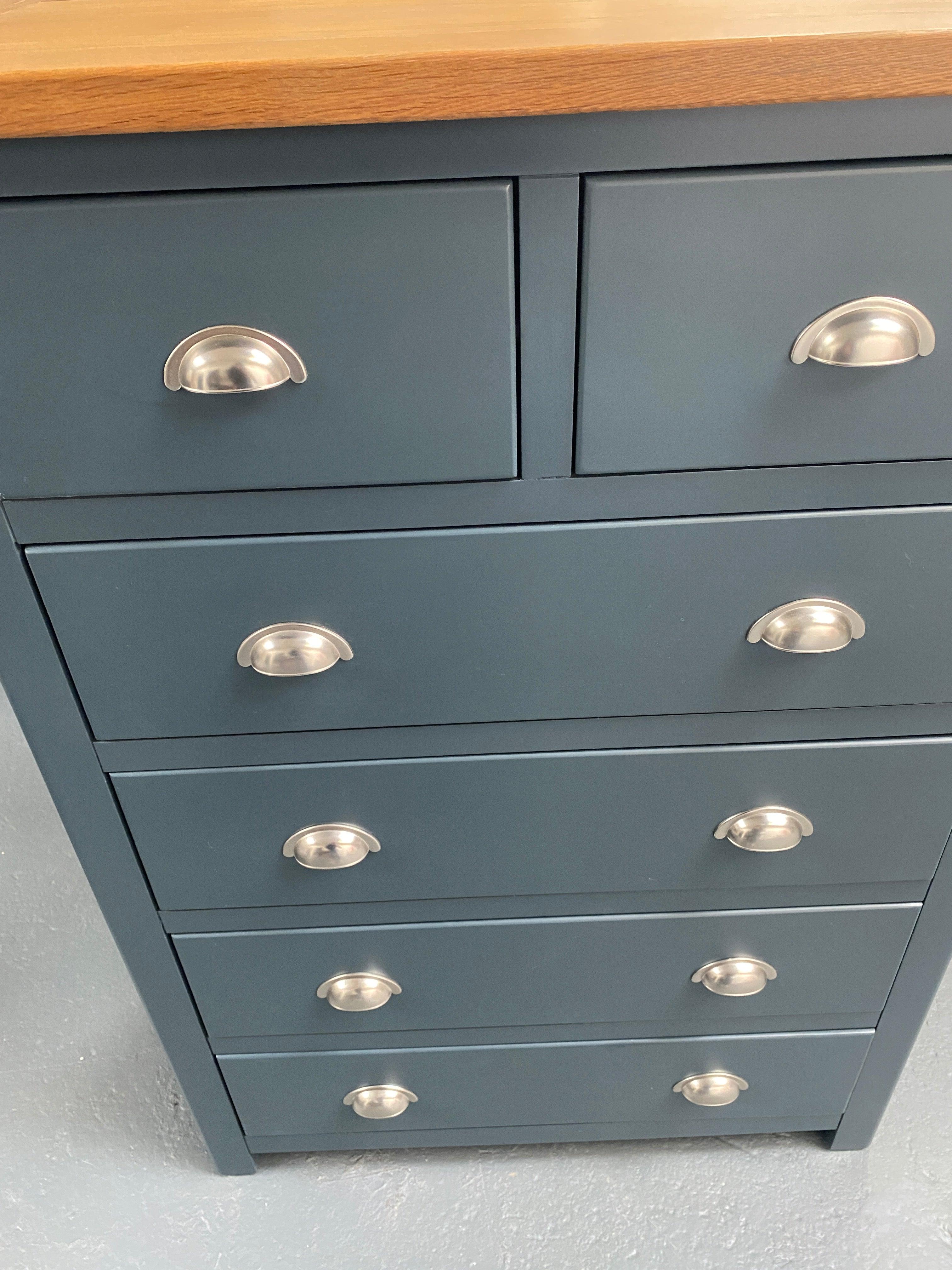 Inky Blue 2 Over 4 Drawer Chest. - furniture delivered 