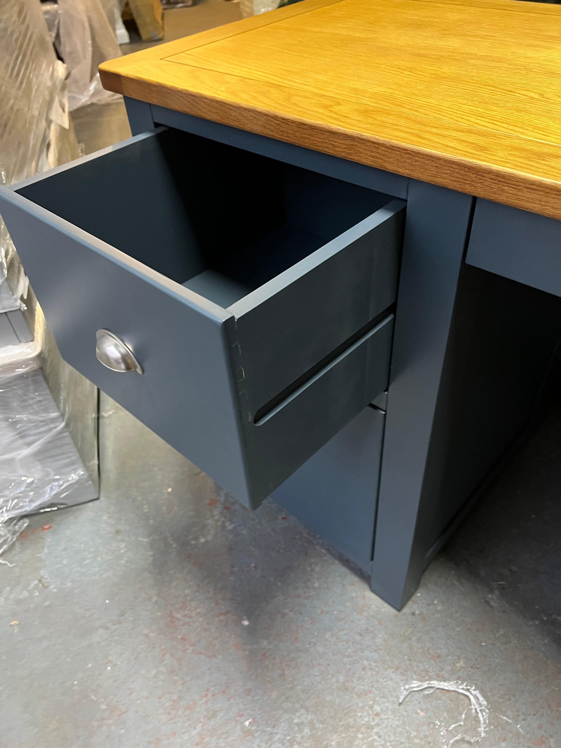 Westcote Inky Blue Double Pedestal Desk Quality Furniture Clearance Ltd