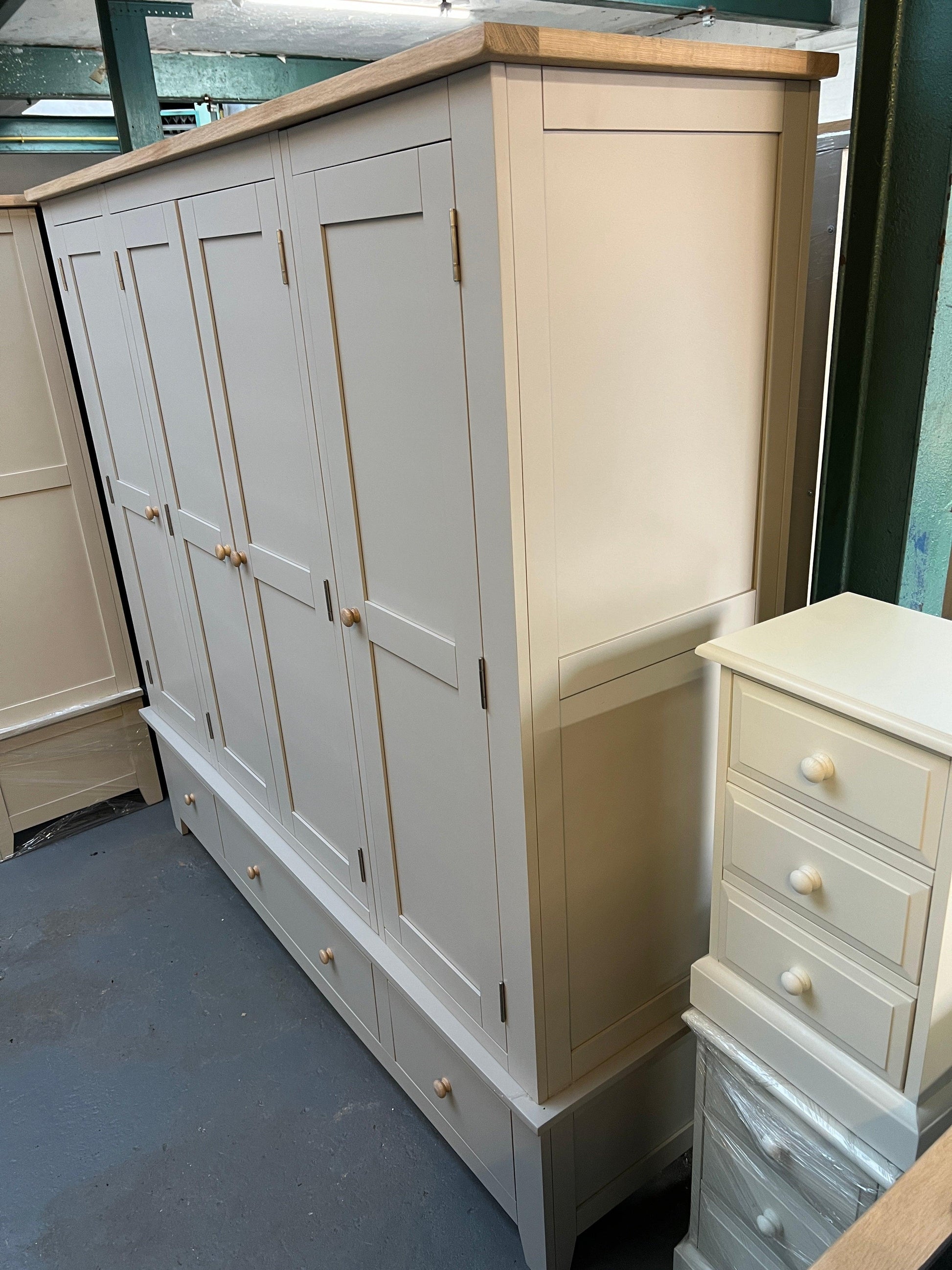 Chester Dove Grey Four Door Quad Wardrobe furniture delivered 