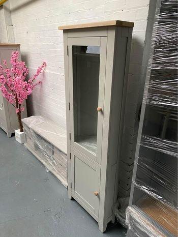 Chester Dove Grey Corner Display Cabinet. furniture delivered 